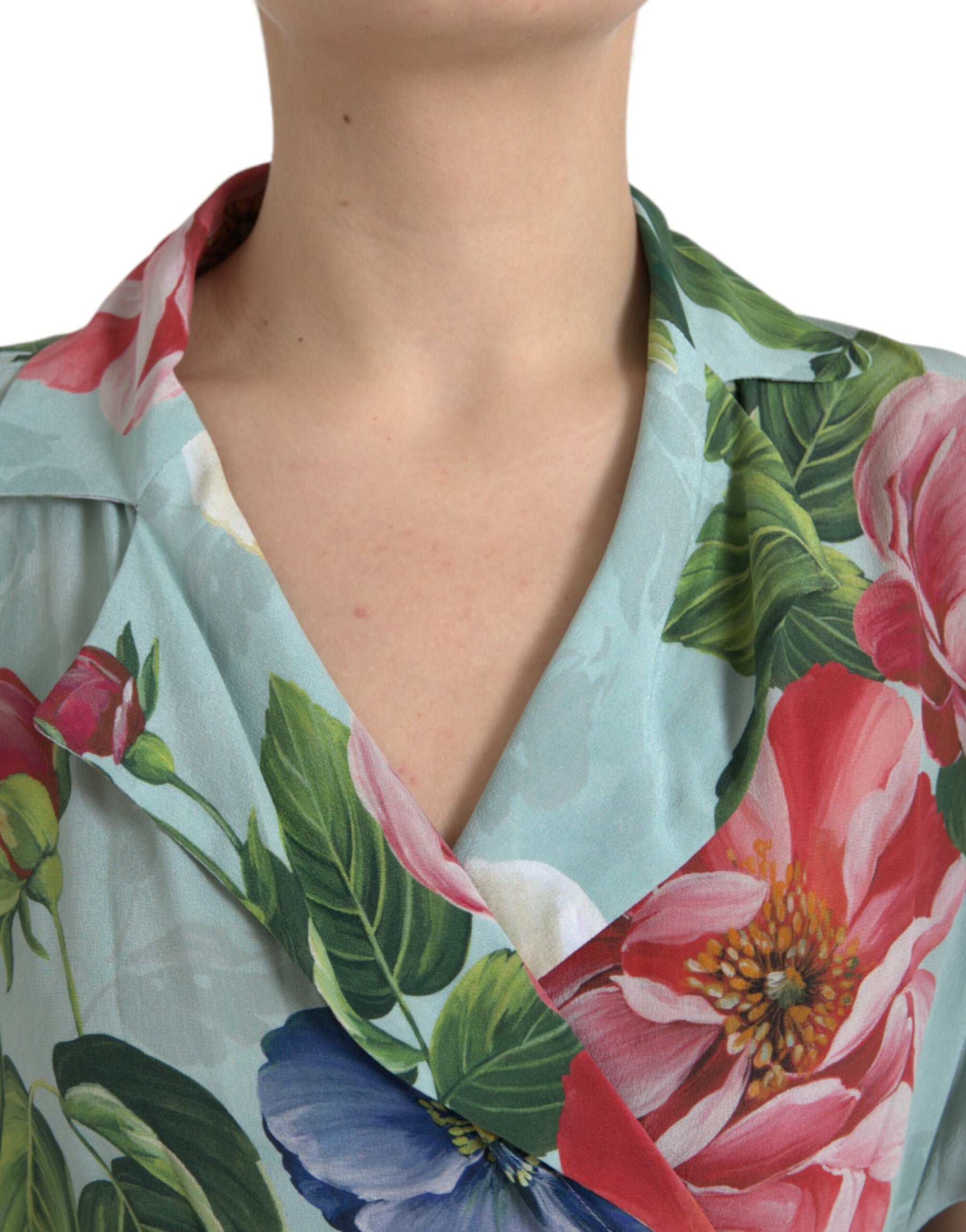 Dolce & Gabbana Blue Floral Wide Leg Wrap Jumpsuit Dress | Regal Royce