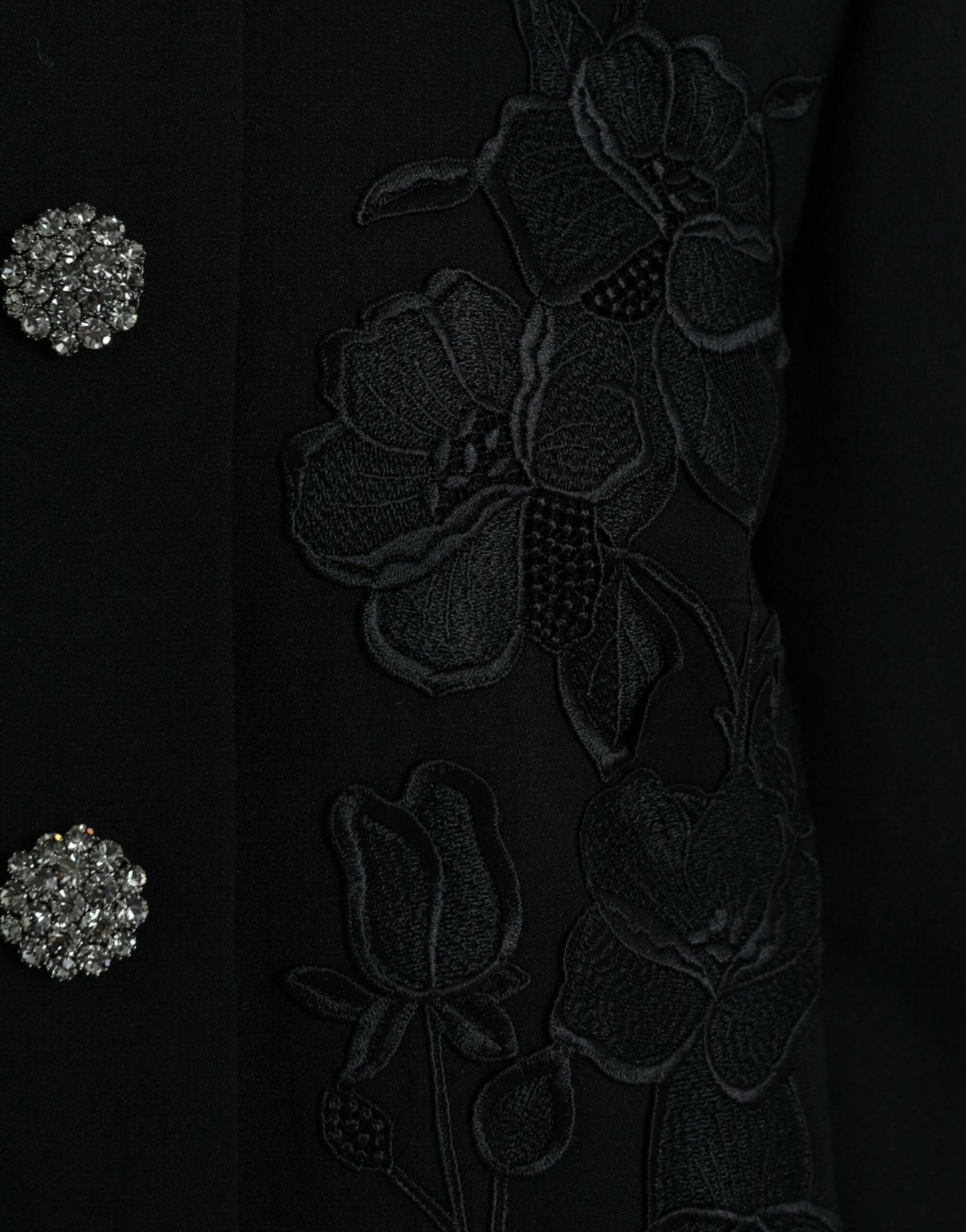 Dolce & Gabbana Black Floral Wool Button Embellished Jacket | Regal Royce