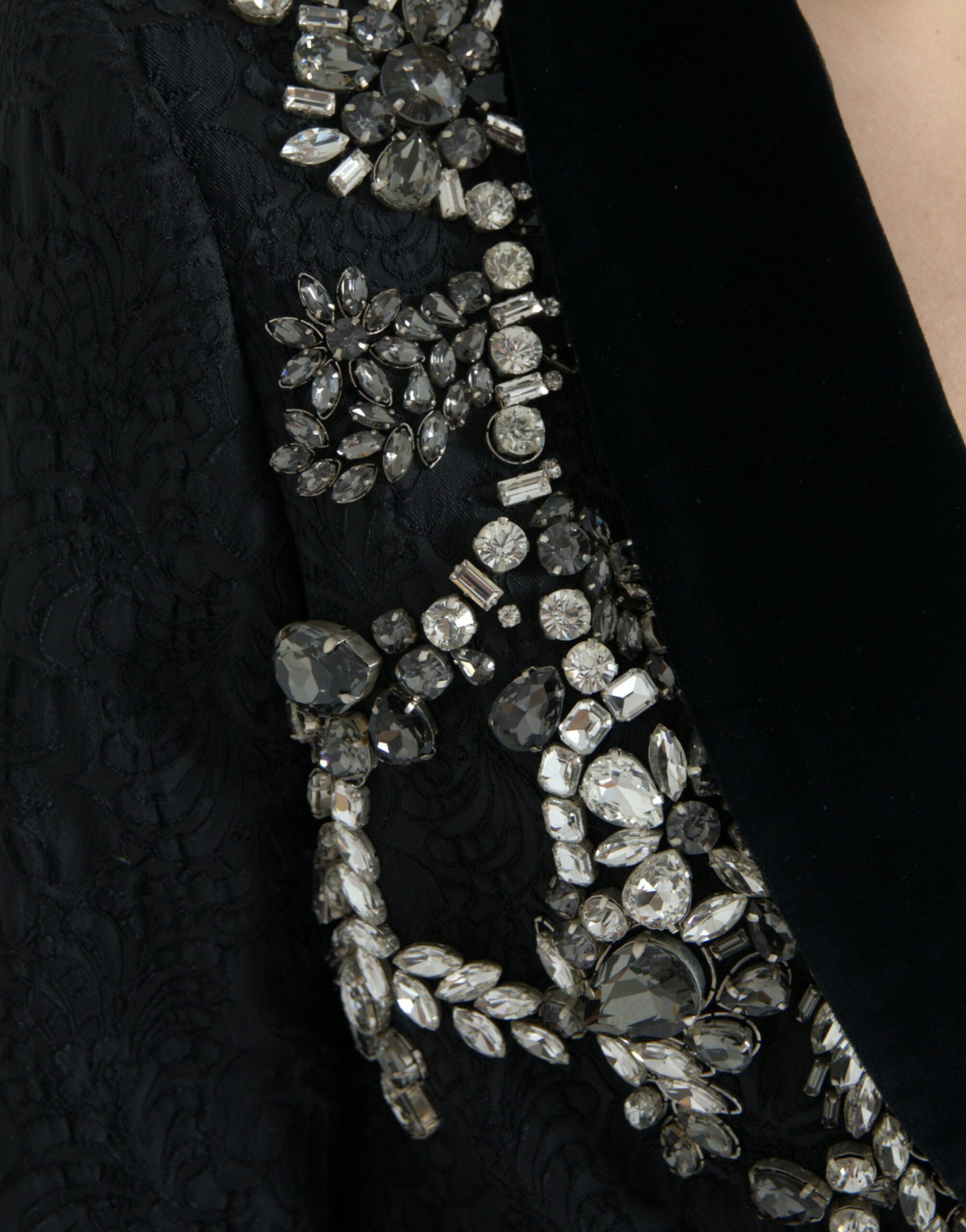 Dolce & Gabbana Black Crystal Embellished Overcoat Jacket | Regal Royce