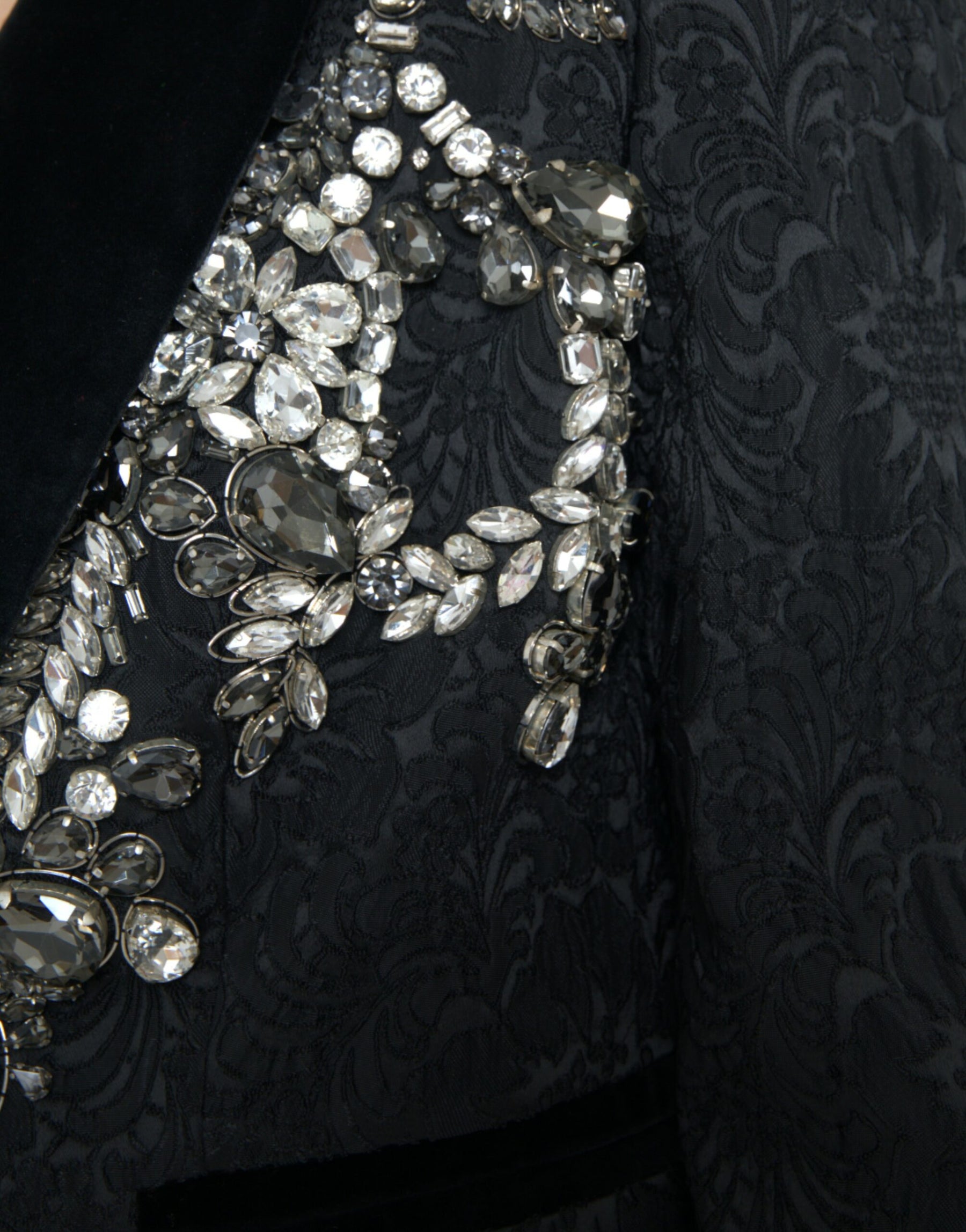 Dolce & Gabbana Black Crystal Embellished Overcoat Jacket | Regal Royce