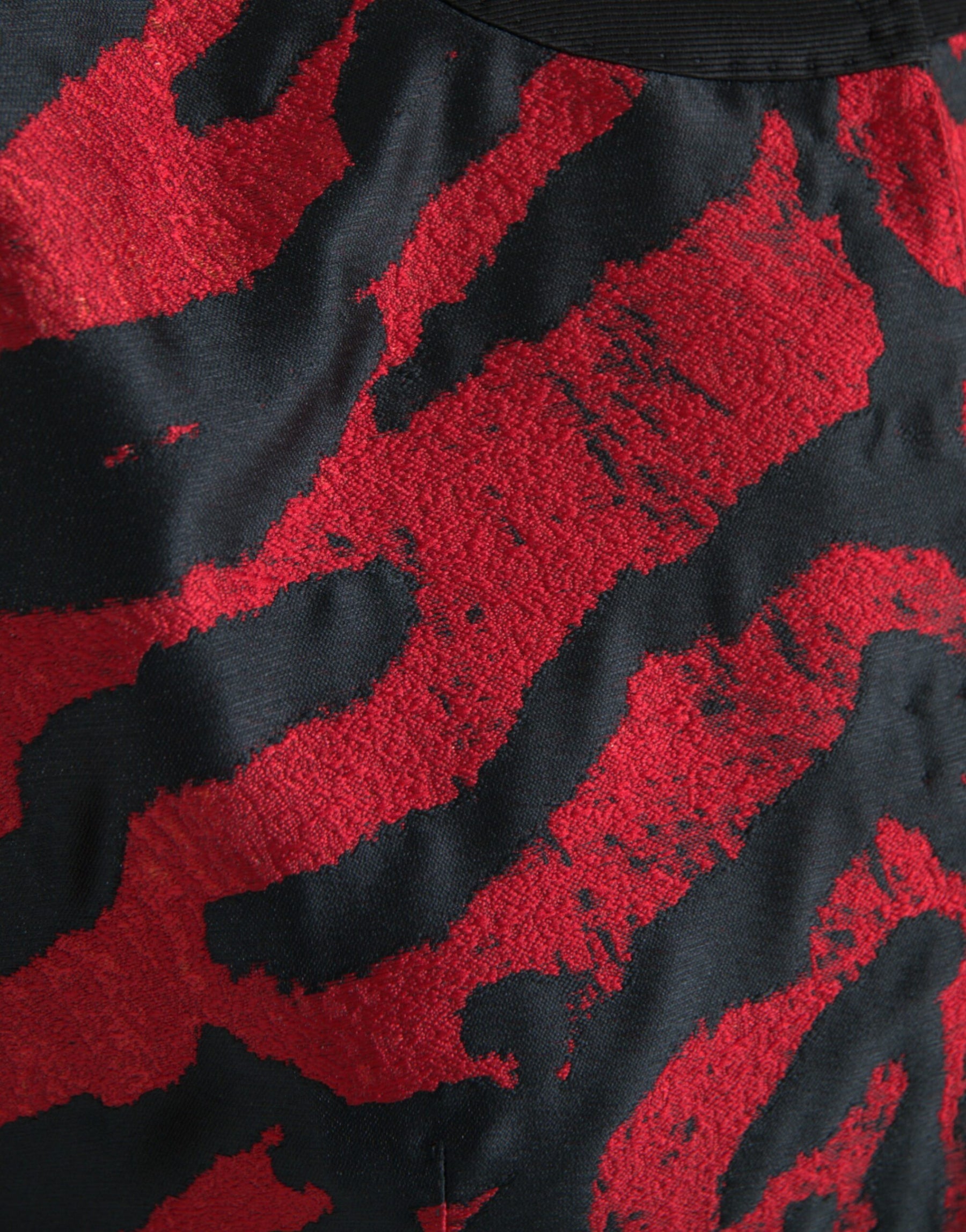 Dolce & Gabbana Black Red Patterned Cropped Coat Jacket | Regal Royce