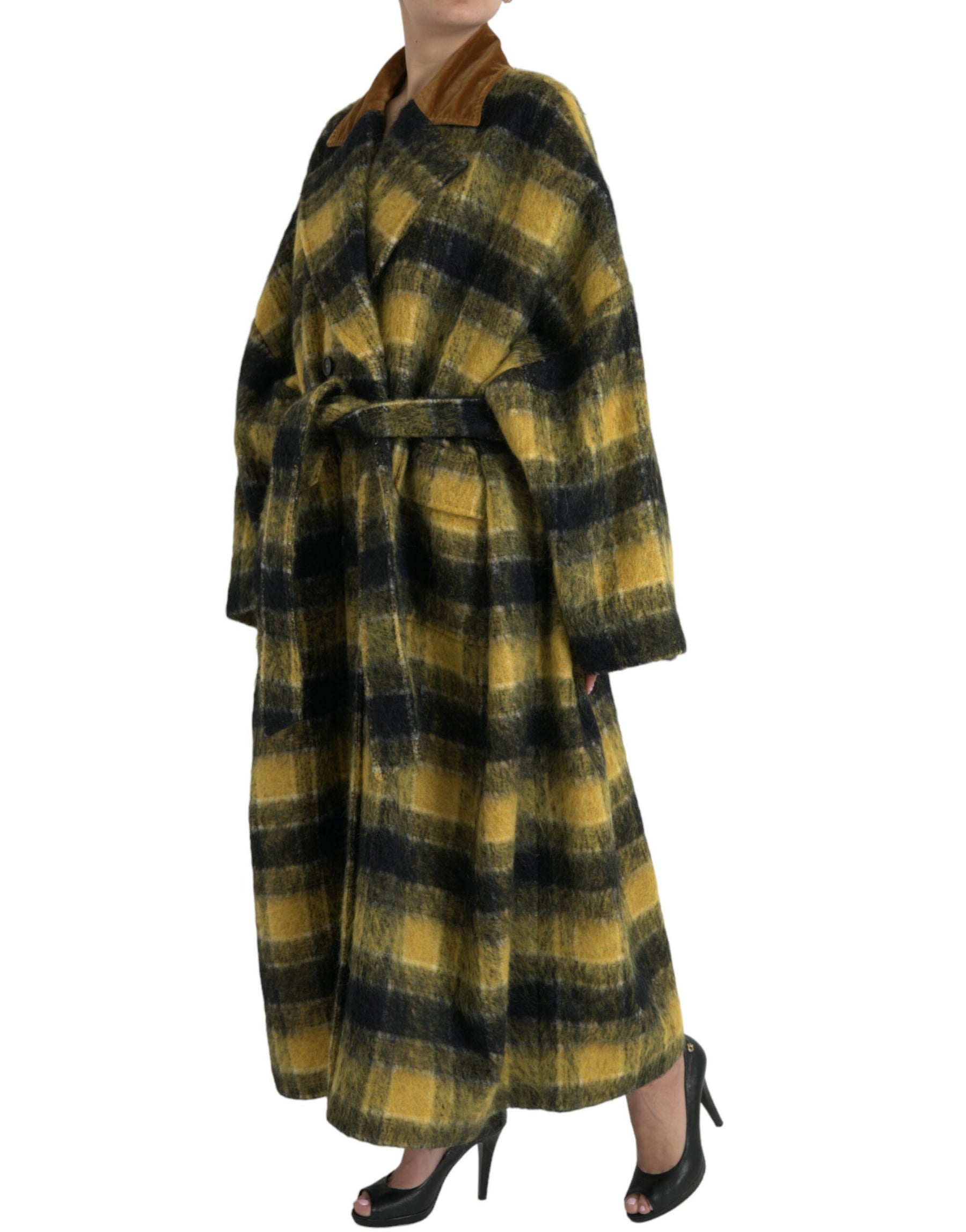 Dolce & Gabbana Yellow Checkered Long Sleeve Coat Jacket | Regal Royce