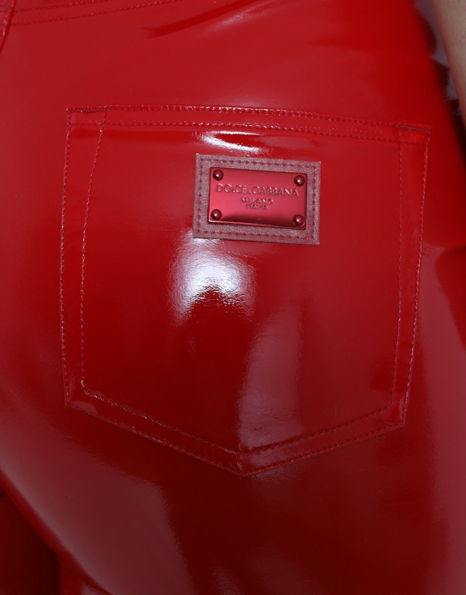 Dolce & Gabbana Shiny Red High Waist Skinny Pants | Regal Royce