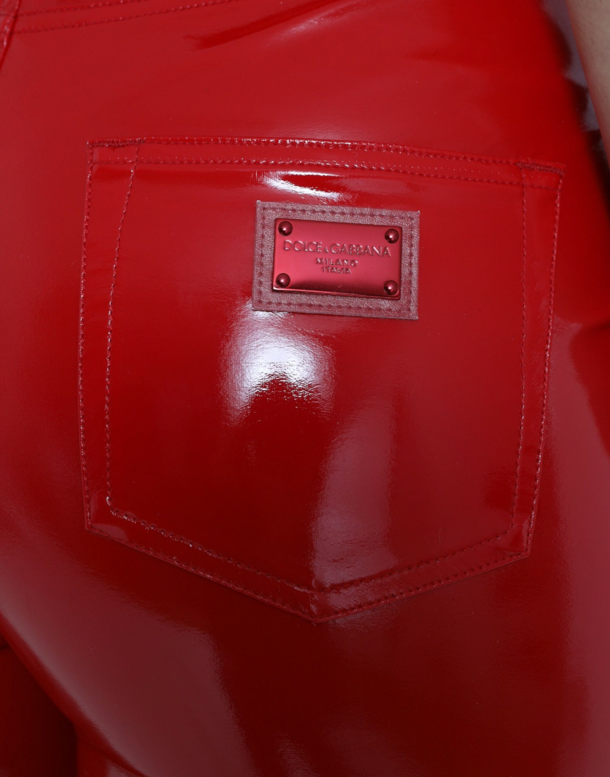 Dolce & Gabbana Shiny Red High Waist Skinny Pants