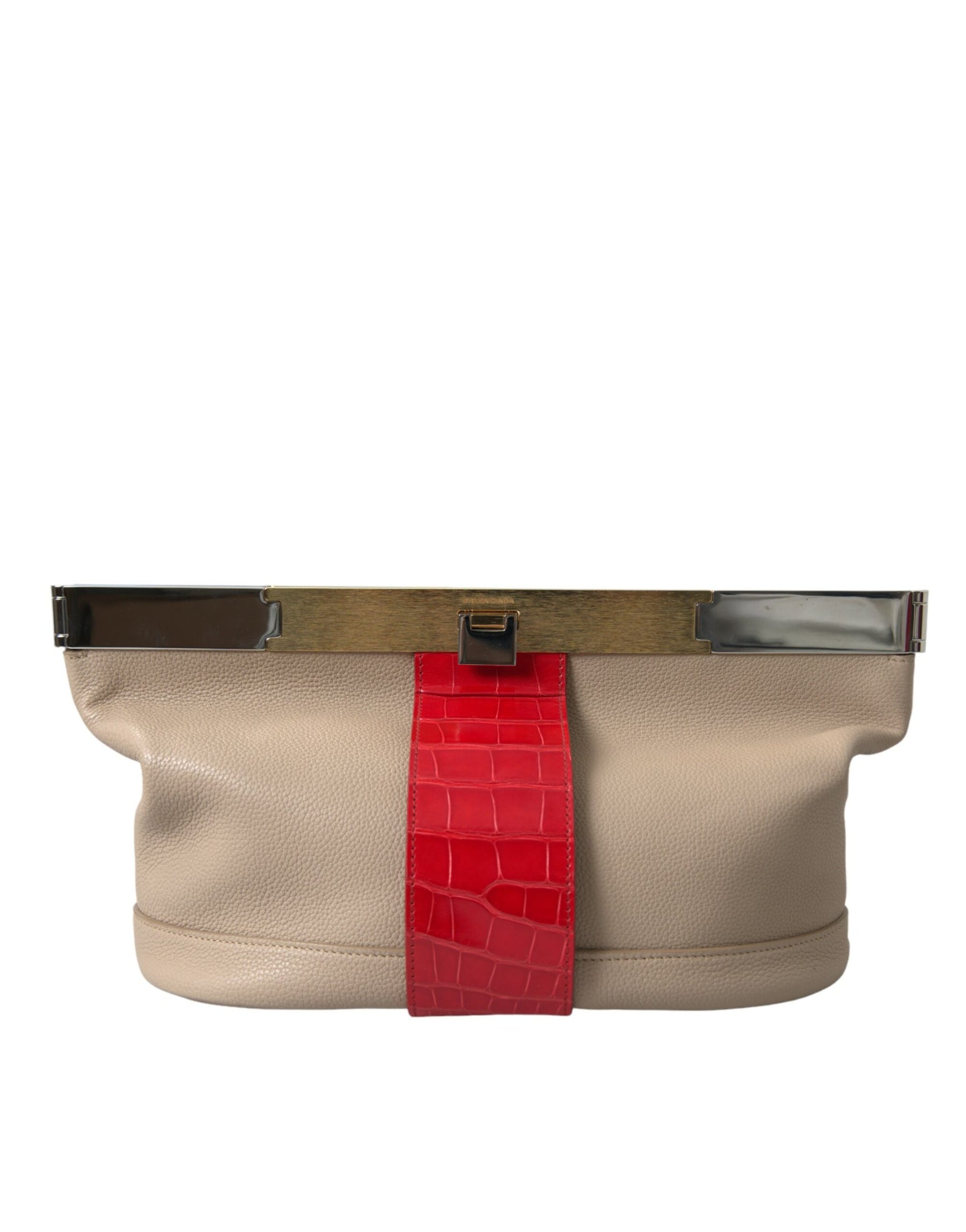 Balenciaga Beige Red Two Tone Exotic Leather Pouch Bag | Regal Royce