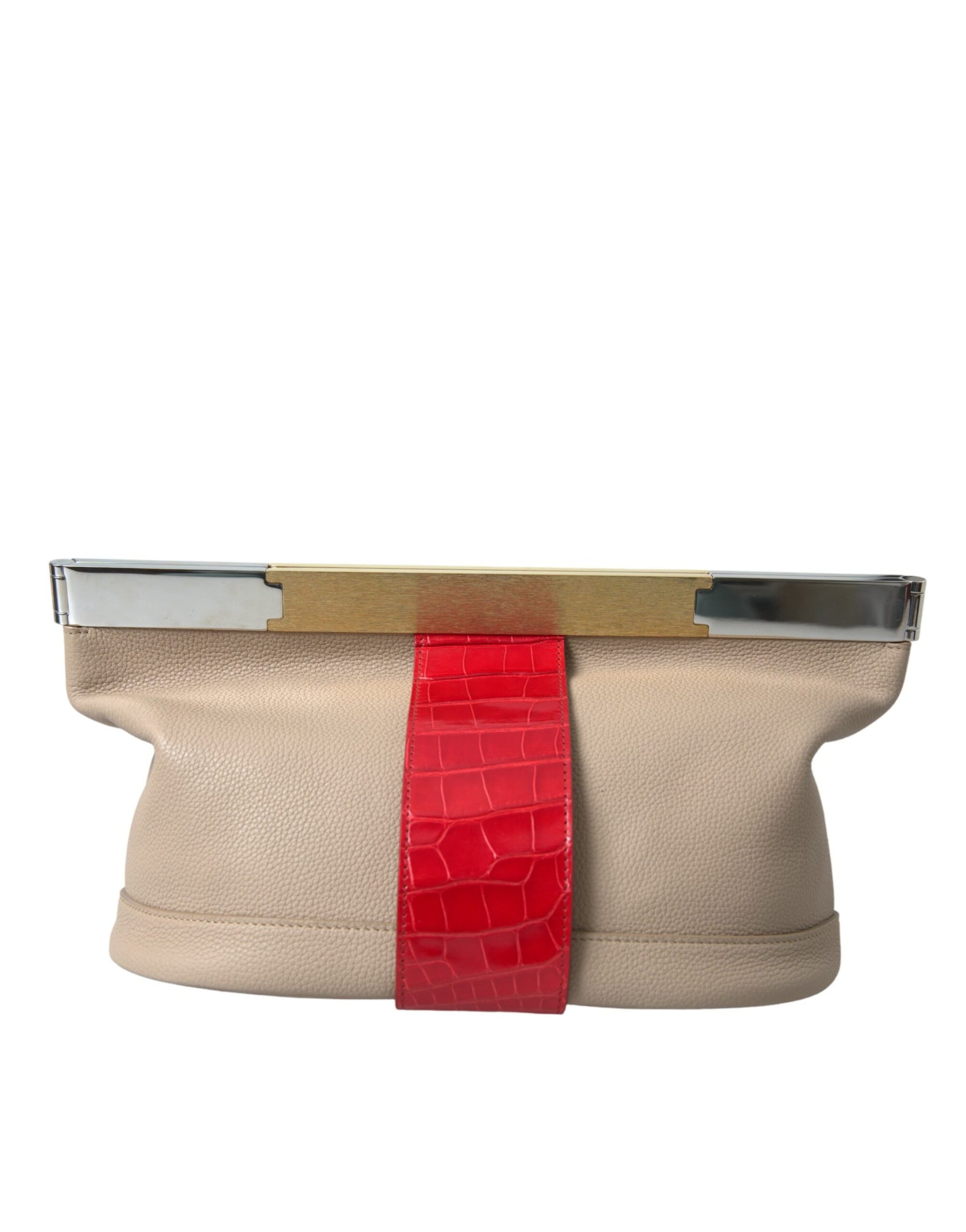 Balenciaga Beige Red Two Tone Exotic Leather Pouch Bag | Regal Royce