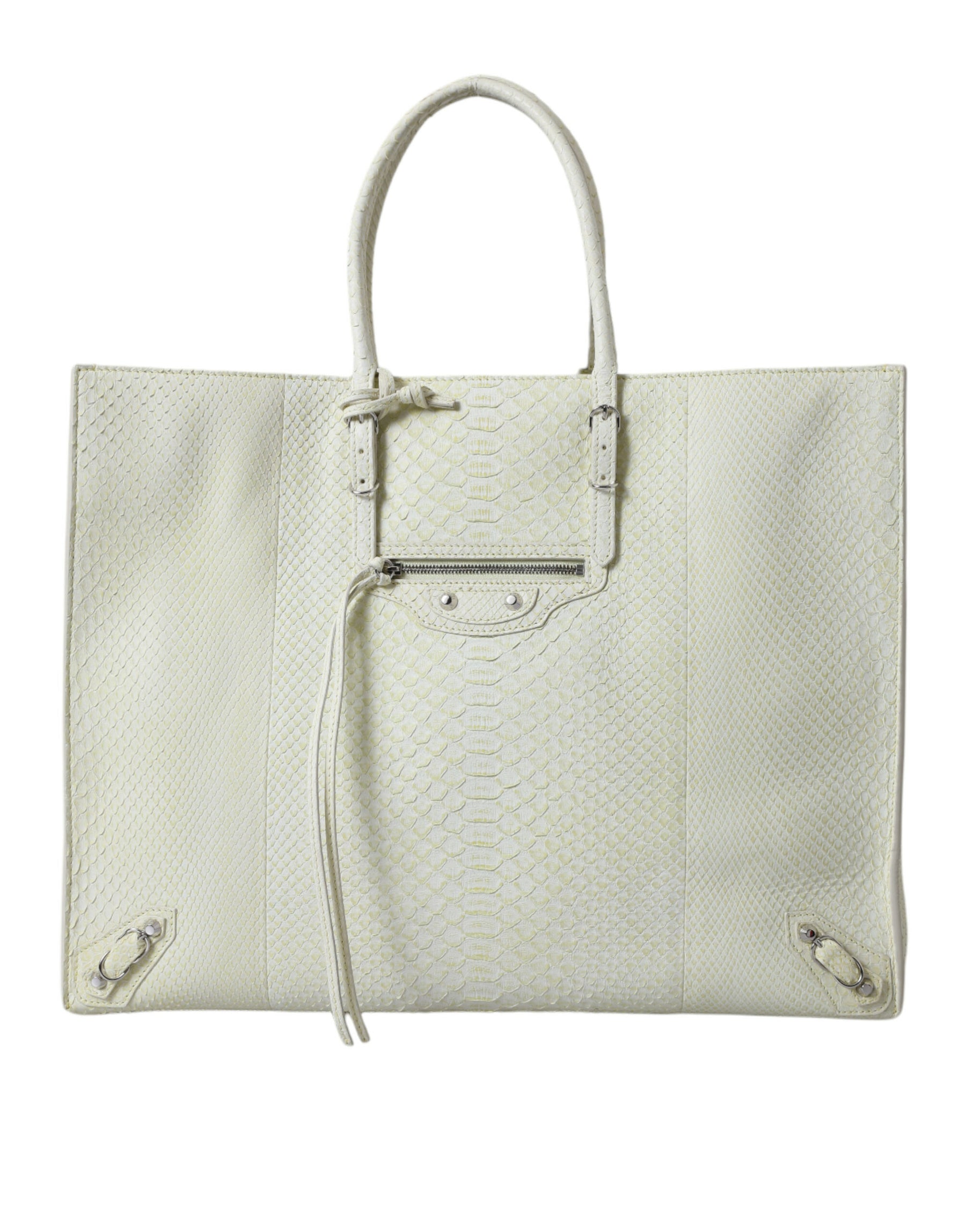 Balenciaga White Yellow Exotic Skin Leather Shopping Tote PAPIER Bag | Regal Royce