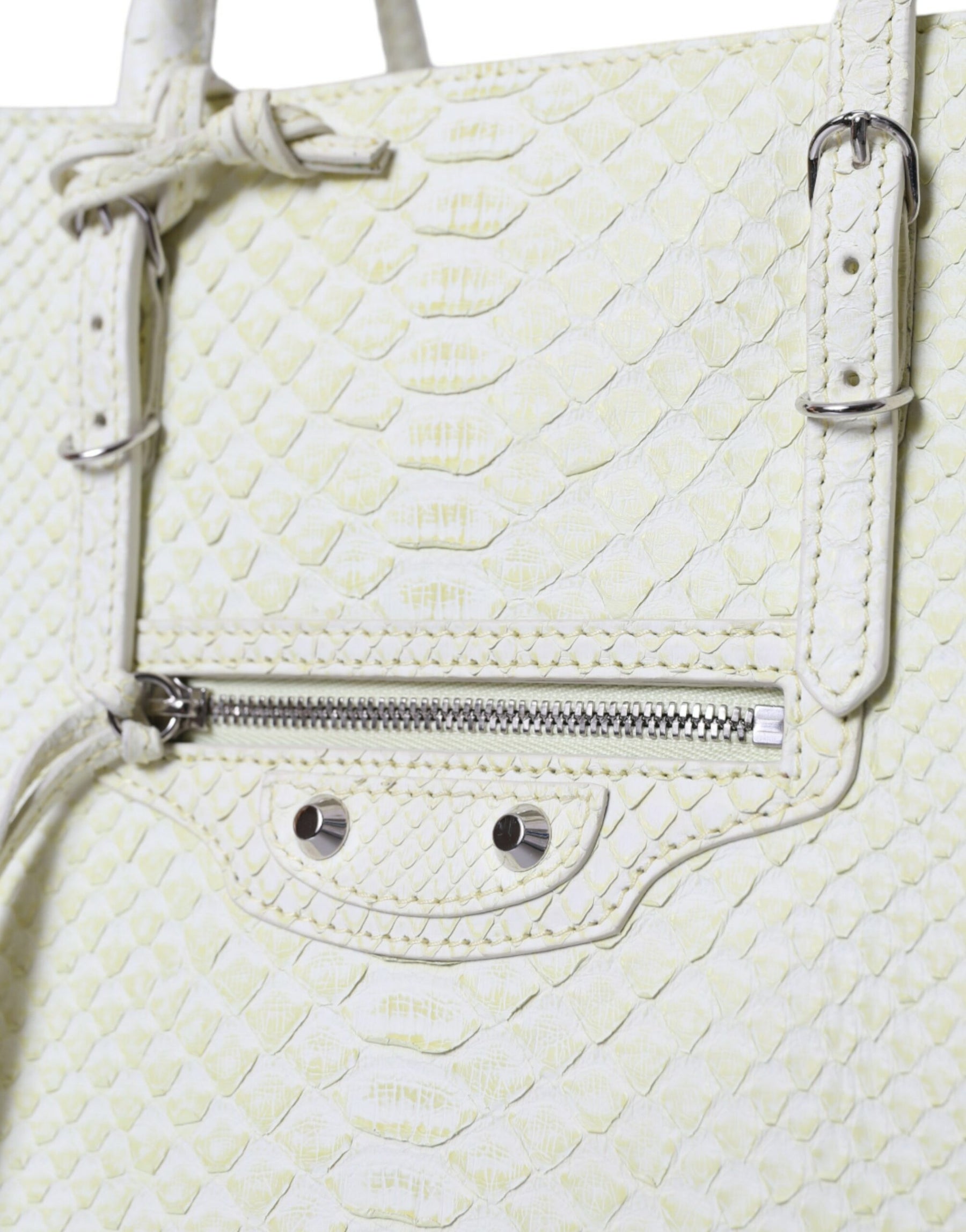 Balenciaga White Yellow Exotic Skin Leather Shopping Tote PAPIER Bag | Regal Royce