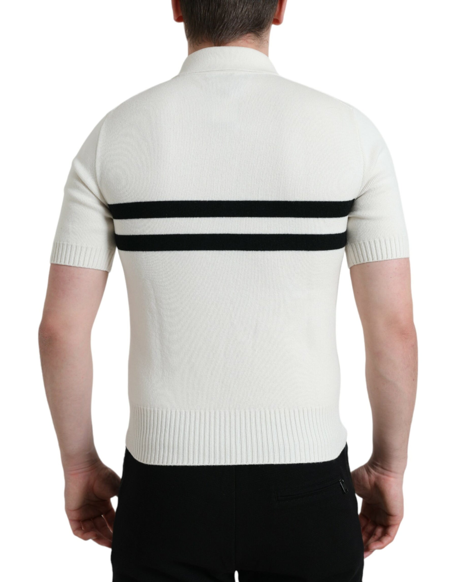 Dolce & Gabbana White DG Logo Collared Henley Shirt T-shirt | Regal Royce