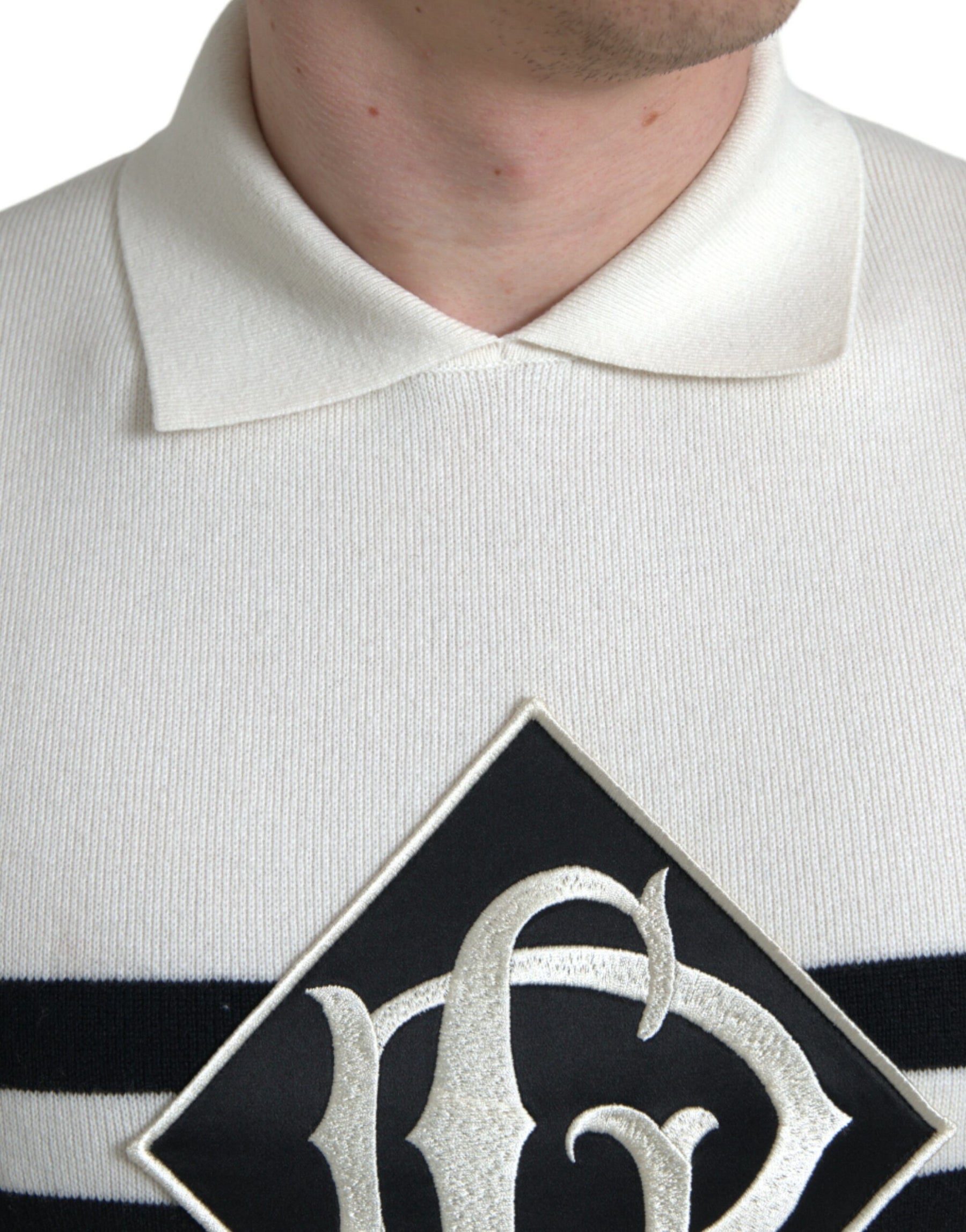 Dolce & Gabbana White DG Logo Collared Henley Shirt T-shirt | Regal Royce