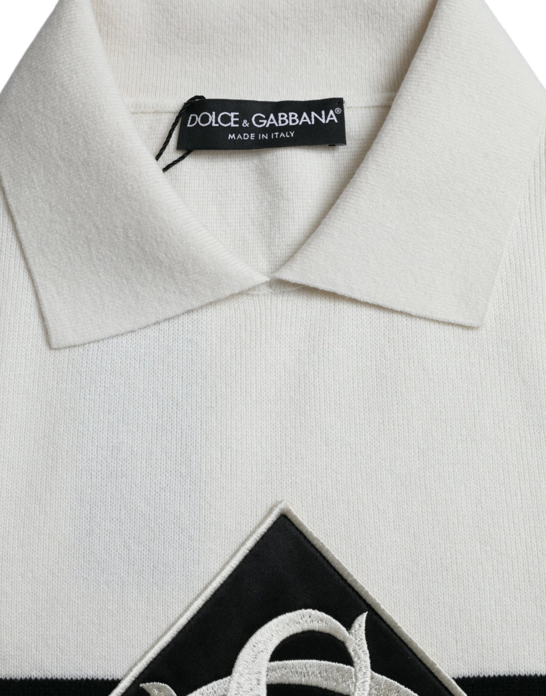 Dolce & Gabbana White DG Logo Collared Henley Shirt T-shirt | Regal Royce
