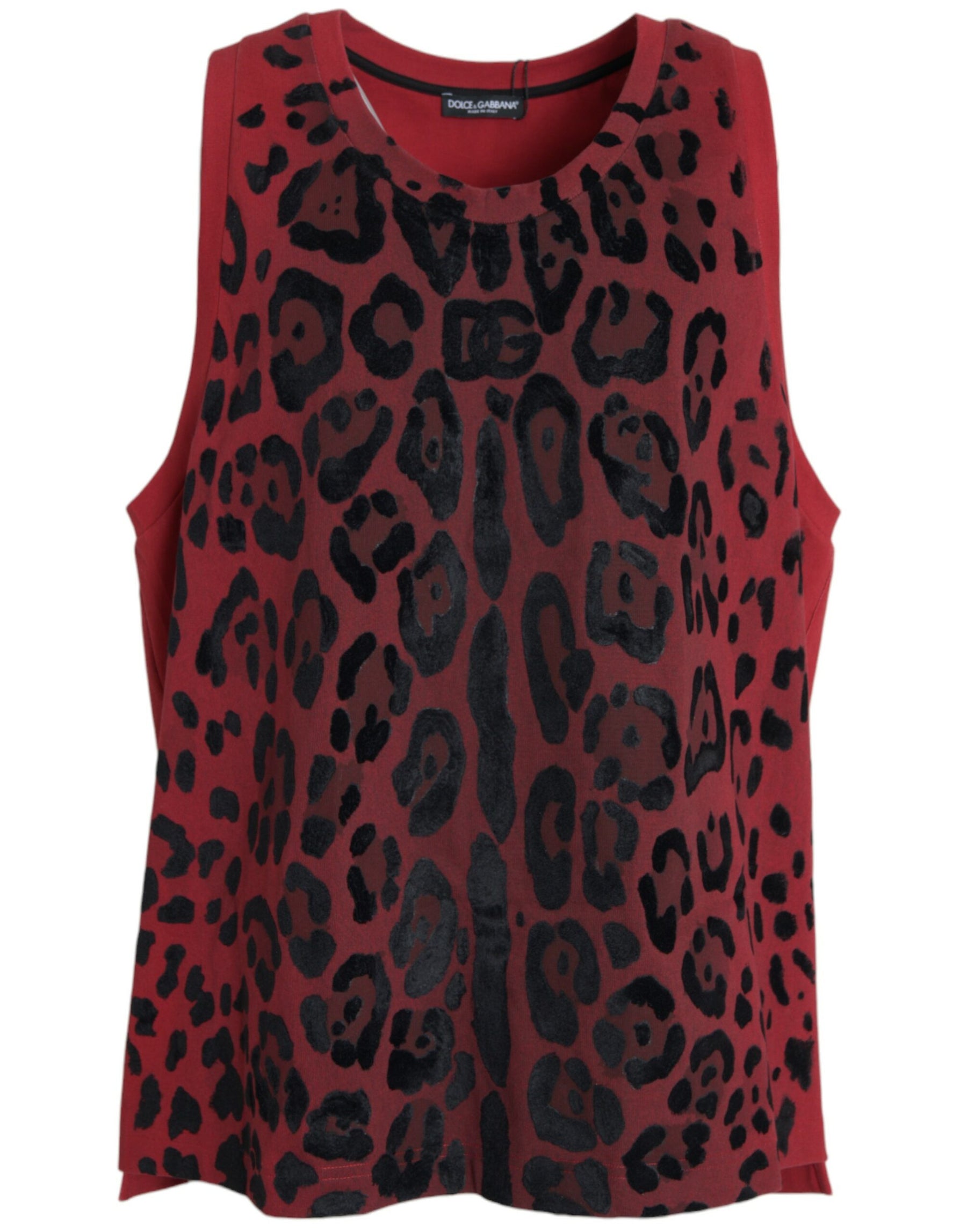 Dolce & Gabbana Red Leopard Print Sleeveless Tank T-shirt | Regal Royce