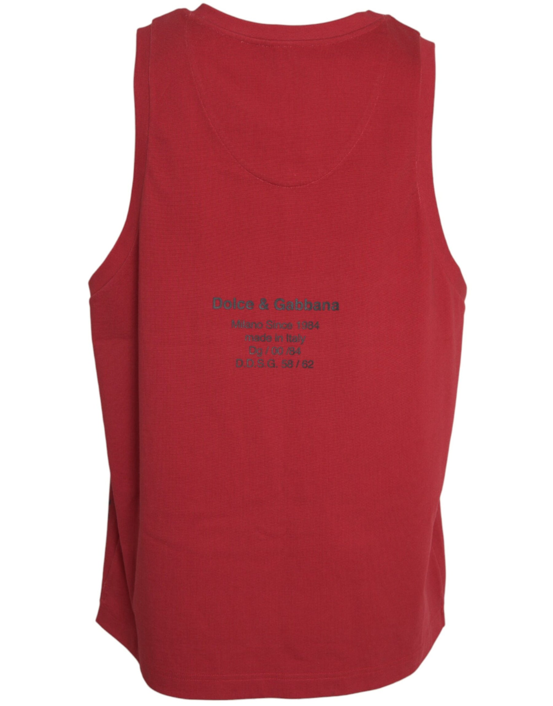 Dolce & Gabbana Red Leopard Print Sleeveless Tank T-shirt | Regal Royce