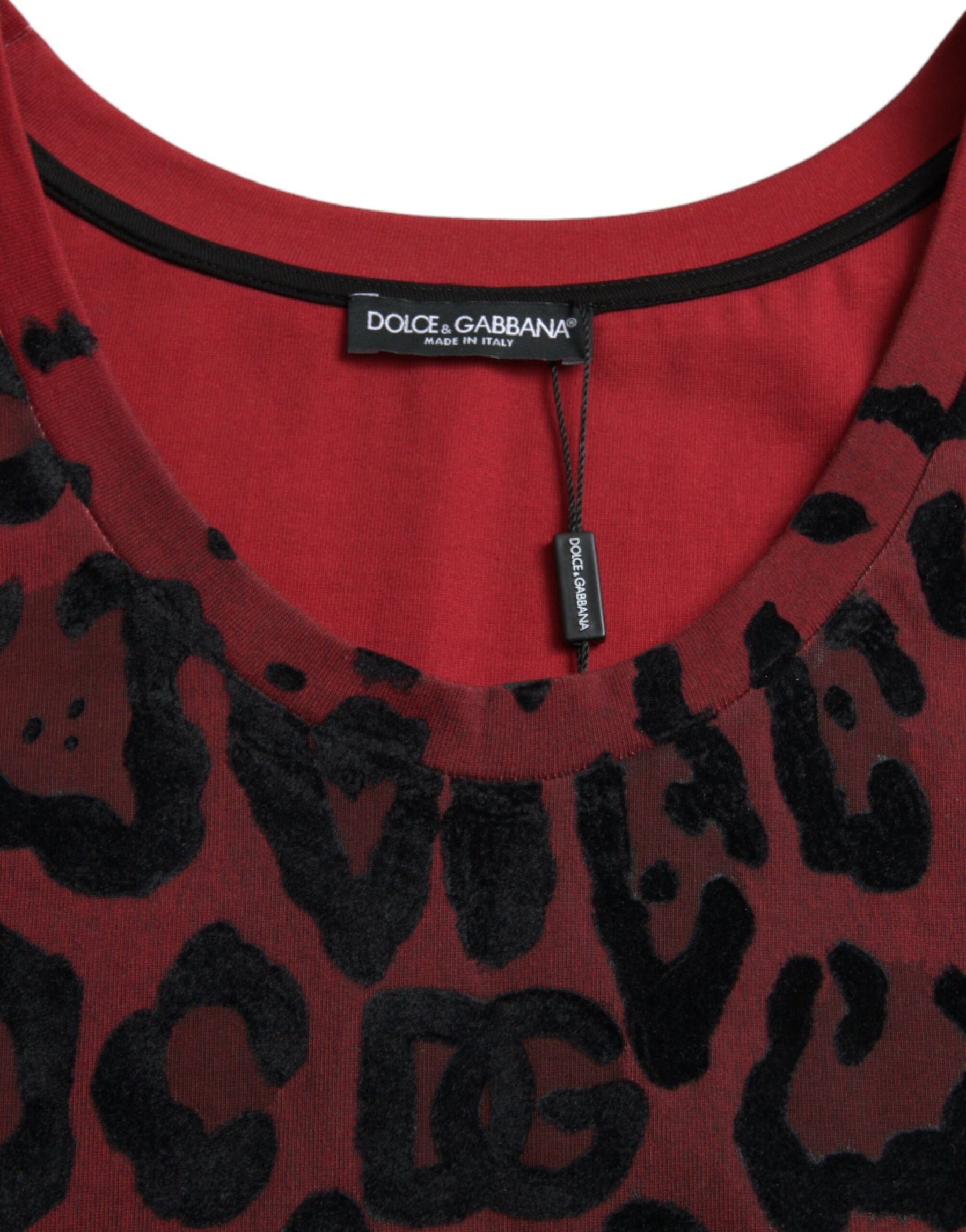 Dolce & Gabbana Red Leopard Print Sleeveless Tank T-shirt | Regal Royce