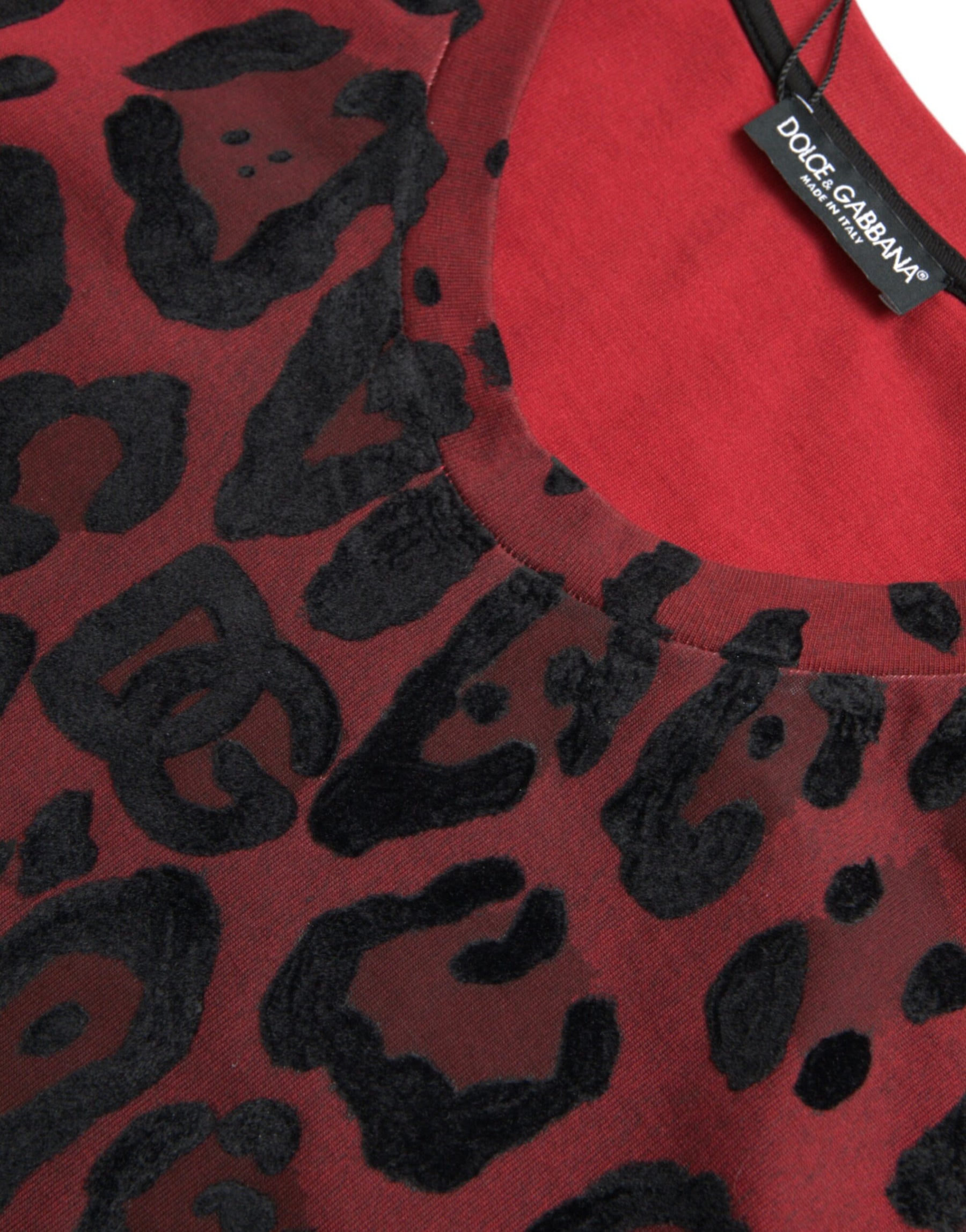 Dolce & Gabbana Red Leopard Print Sleeveless Tank T-shirt | Regal Royce
