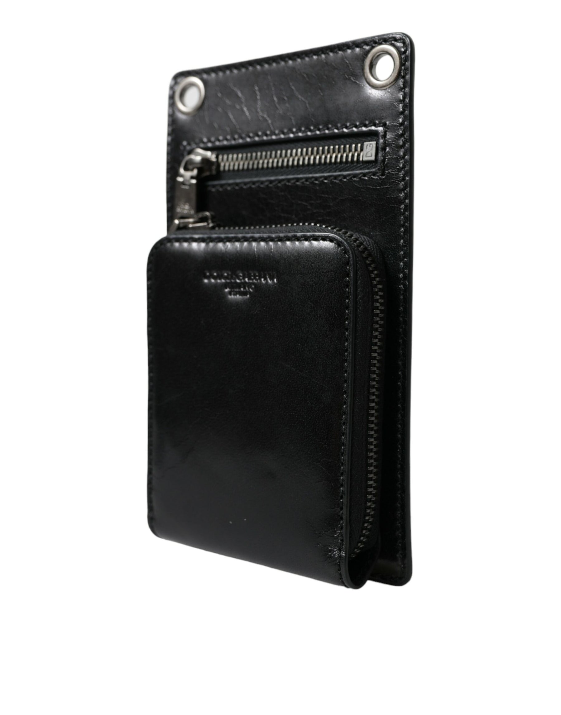 Dolce & Gabbana Wallet Black Horse Leather Zip Logo Cross Body Phone Slot | Regal Royce