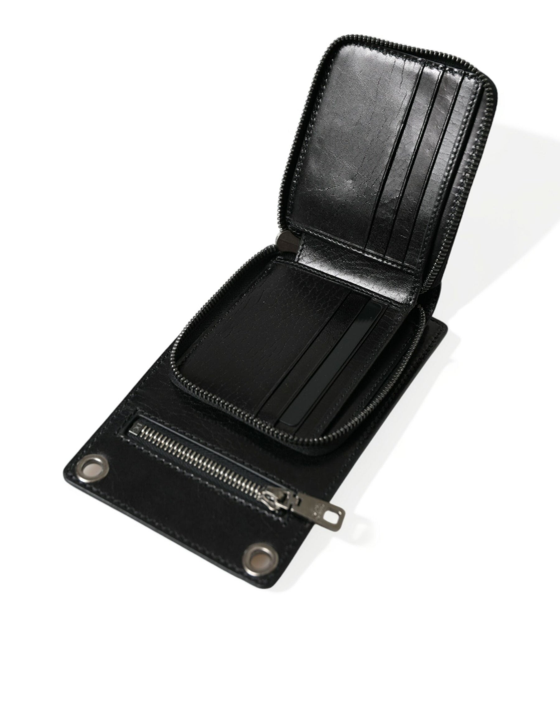 Dolce & Gabbana Wallet Black Horse Leather Zip Logo Cross Body Phone Slot | Regal Royce