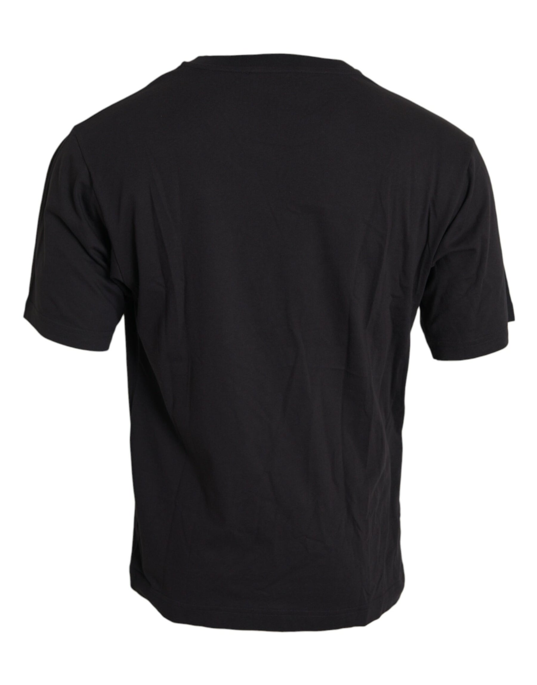 Dolce & Gabbana Black Printed Pocket Cotton Crewneck T-shirt | Regal Royce