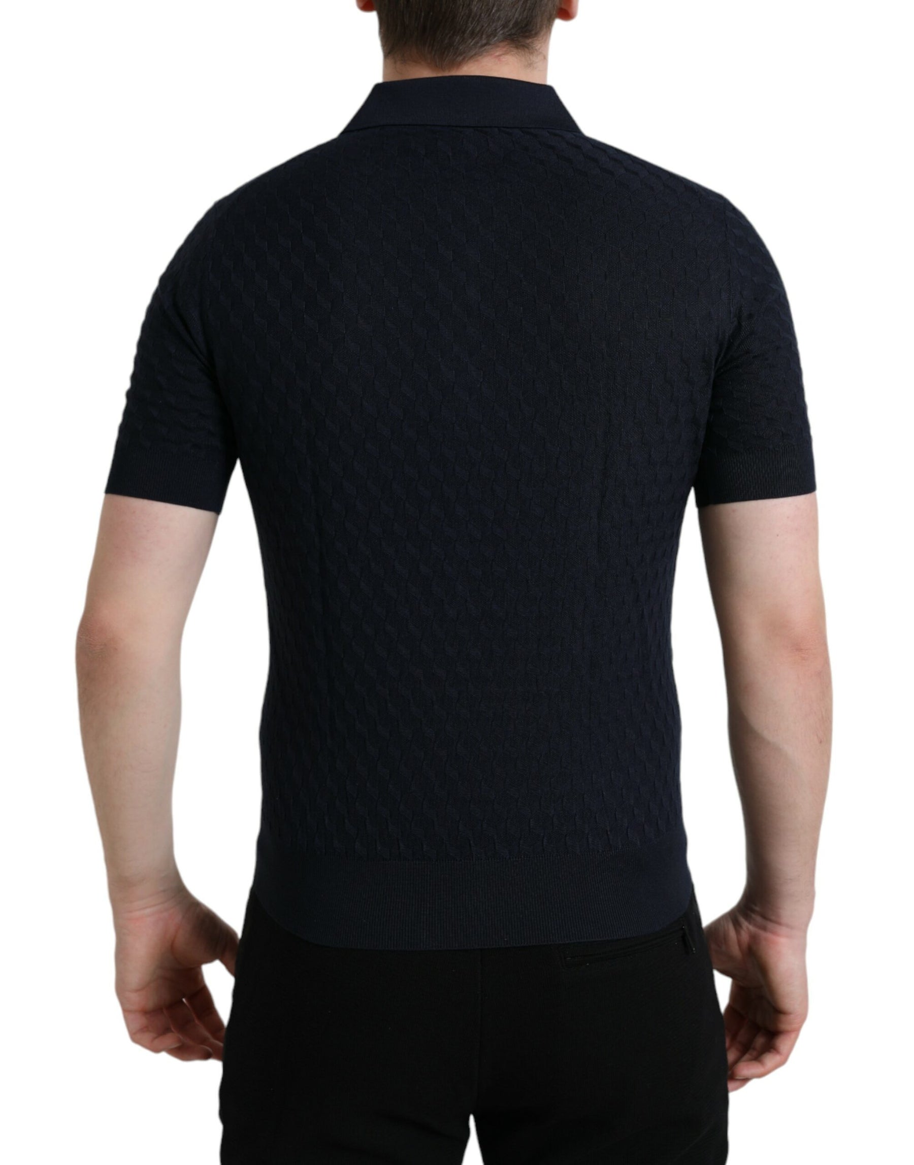 Dolce & Gabbana Dark Blue Collared Short Sleeve Polo T-shirt | Regal Royce