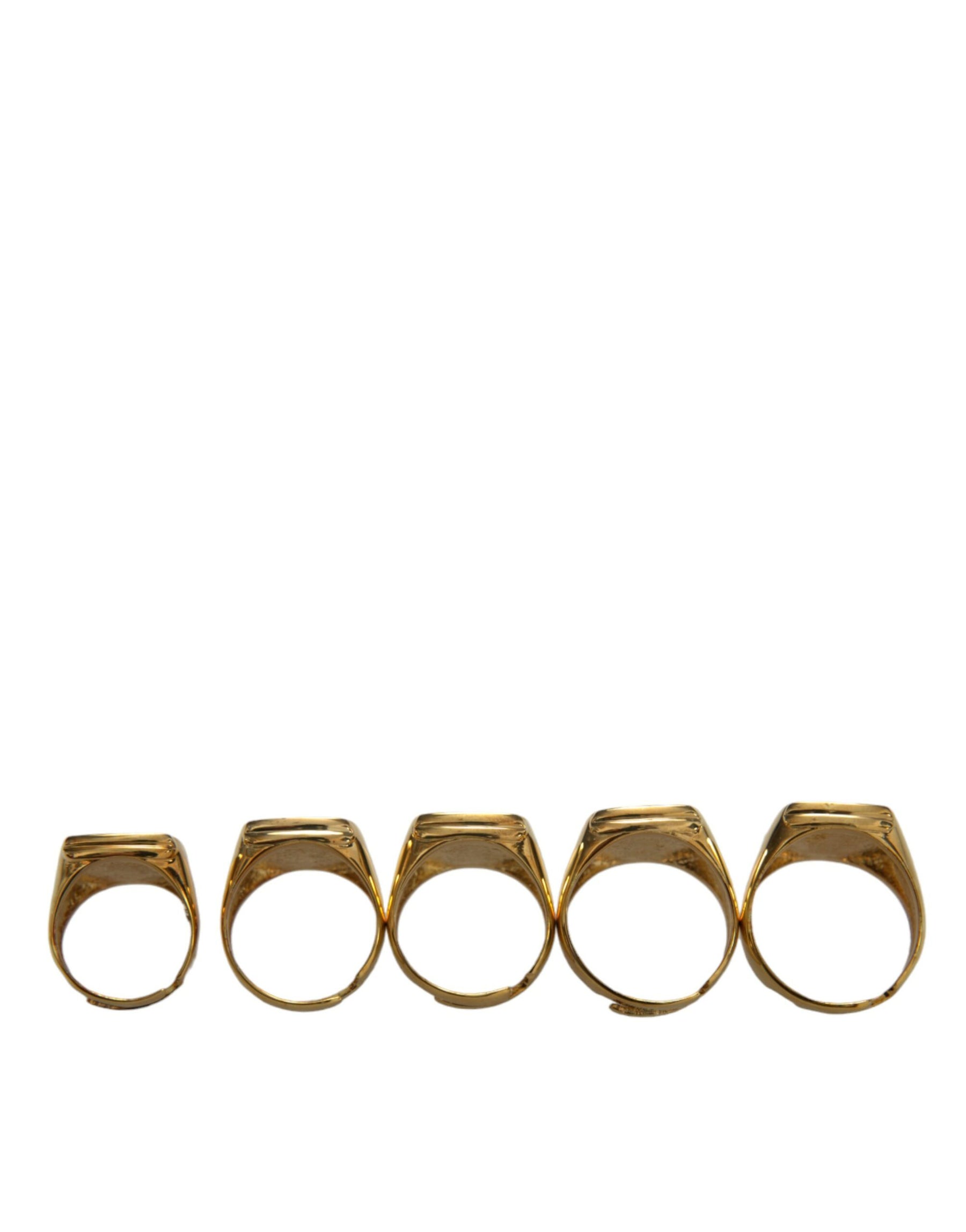 Dolce & Gabbana Gold Brass ROYAL Enamel Set of 5 Ring | Regal Royce