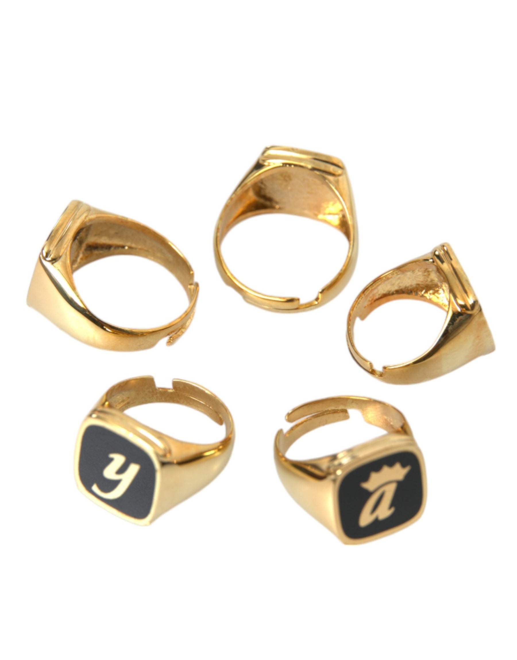 Dolce & Gabbana Gold Brass ROYAL Enamel Set of 5 Ring | Regal Royce