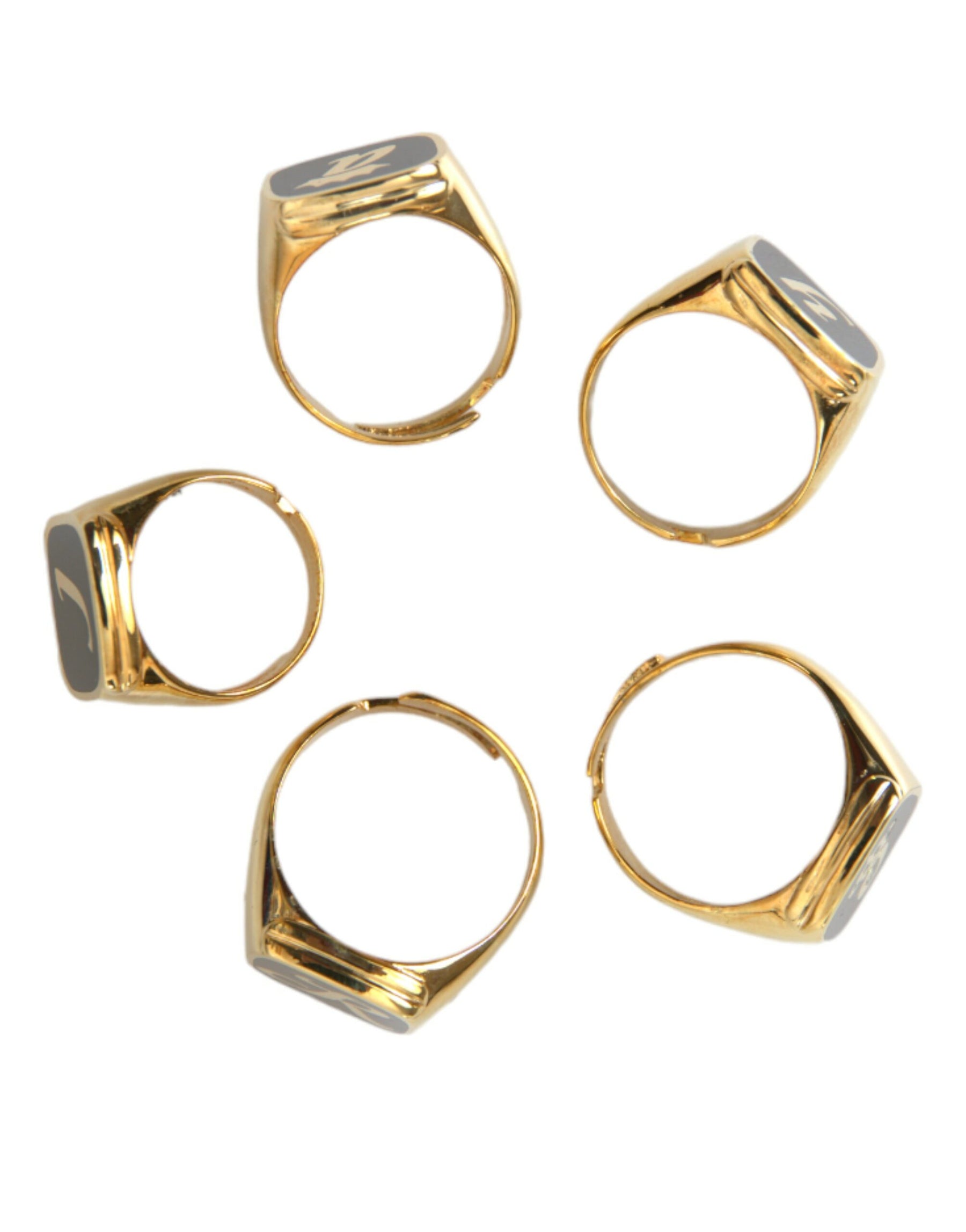 Dolce & Gabbana Gold Brass ROYAL Enamel Set of 5 Ring | Regal Royce