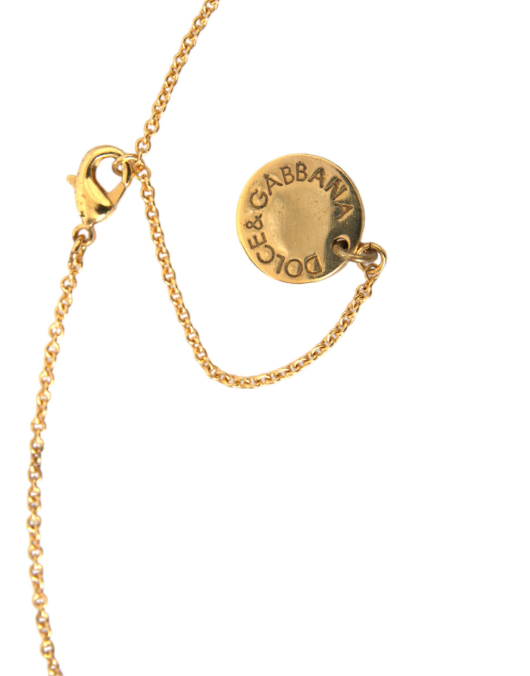 Dolce & Gabbana Gold Brass Chain Dog Heart Pendant Charm Necklace | Regal Royce