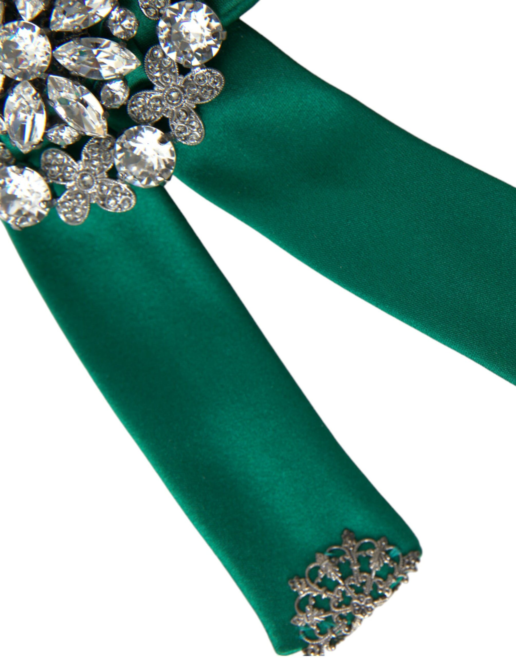 Dolce & Gabbana Green Satin Bird Crystal Women Hair Clip | Regal Royce
