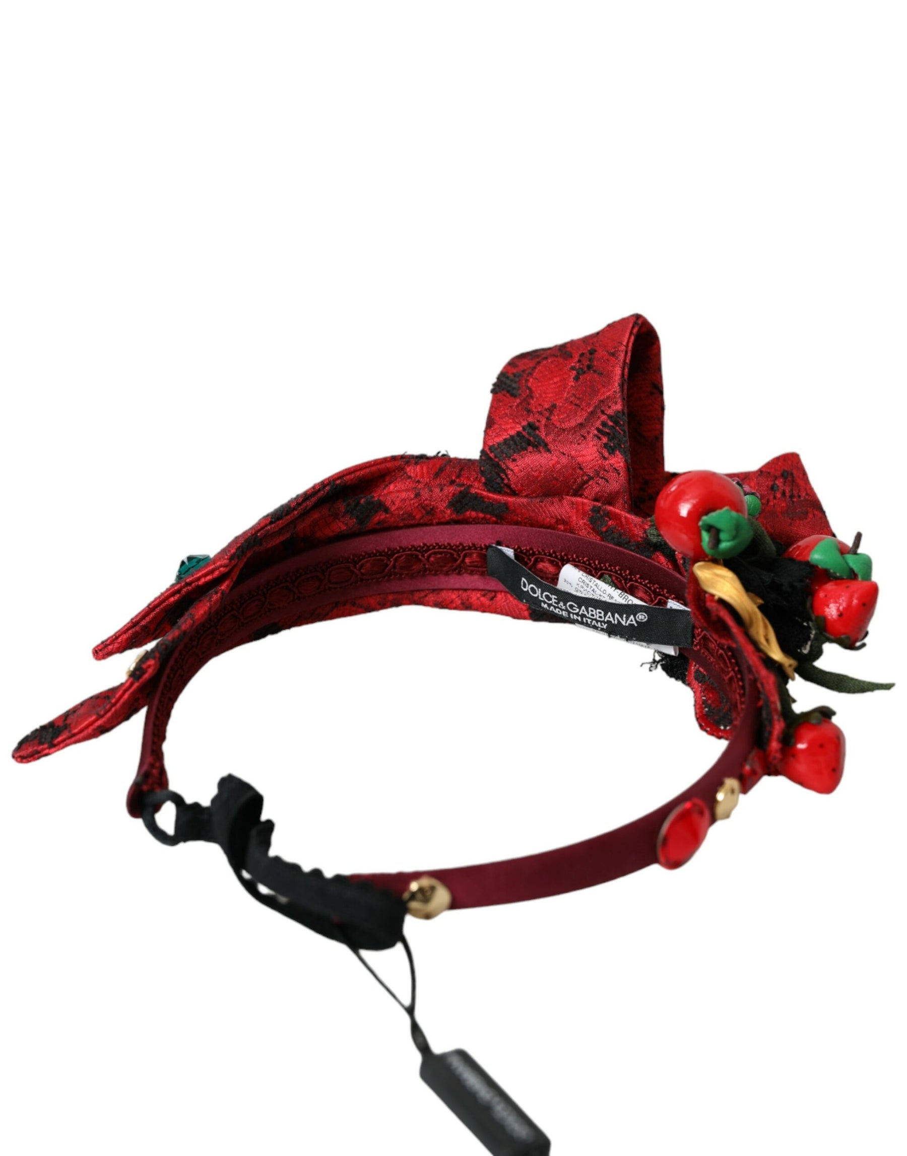 Dolce & Gabbana Red Cherry Sicily Embellished Women Hairband Diadem | Regal Royce