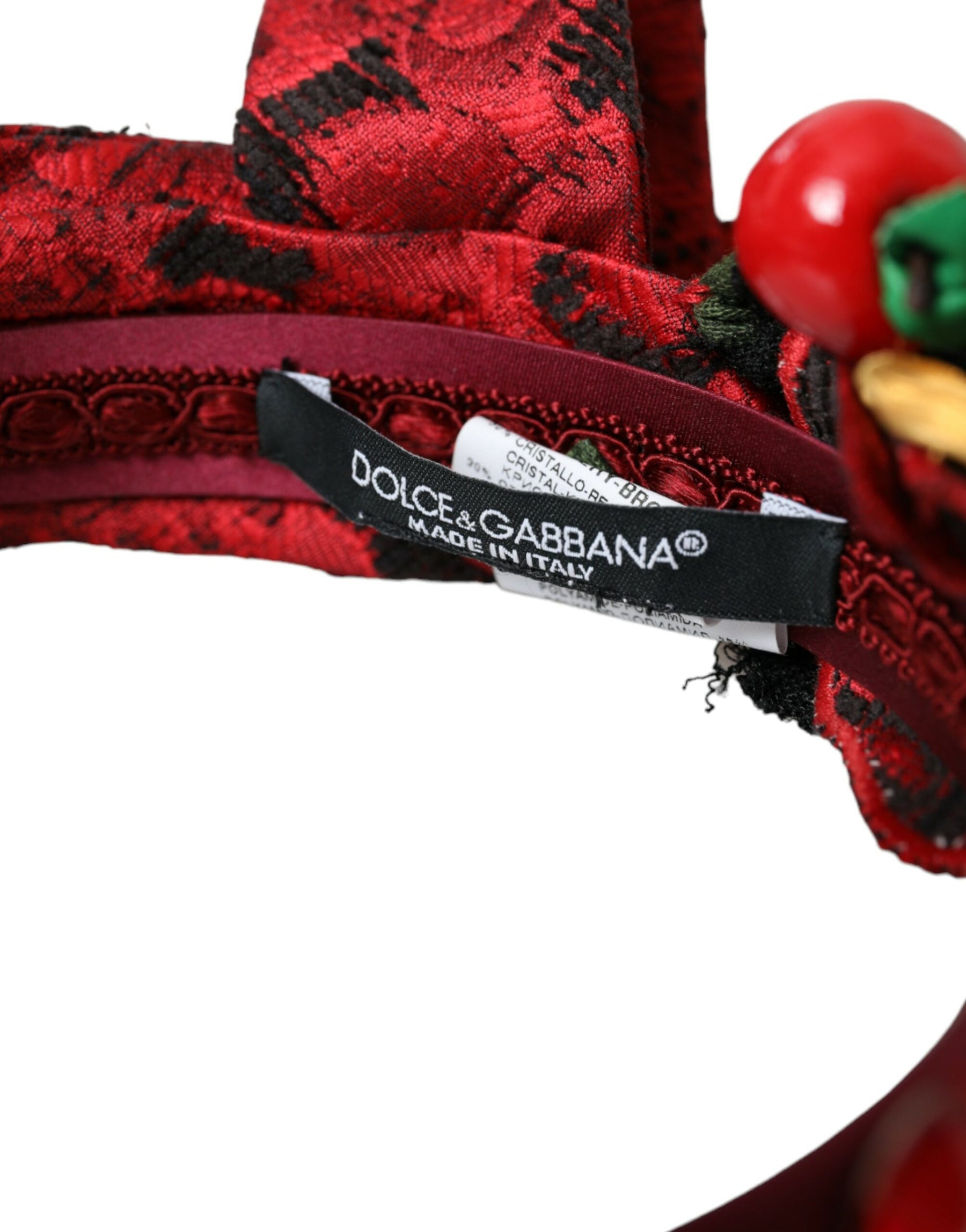 Dolce & Gabbana Red Cherry Sicily Embellished Women Hairband Diadem | Regal Royce
