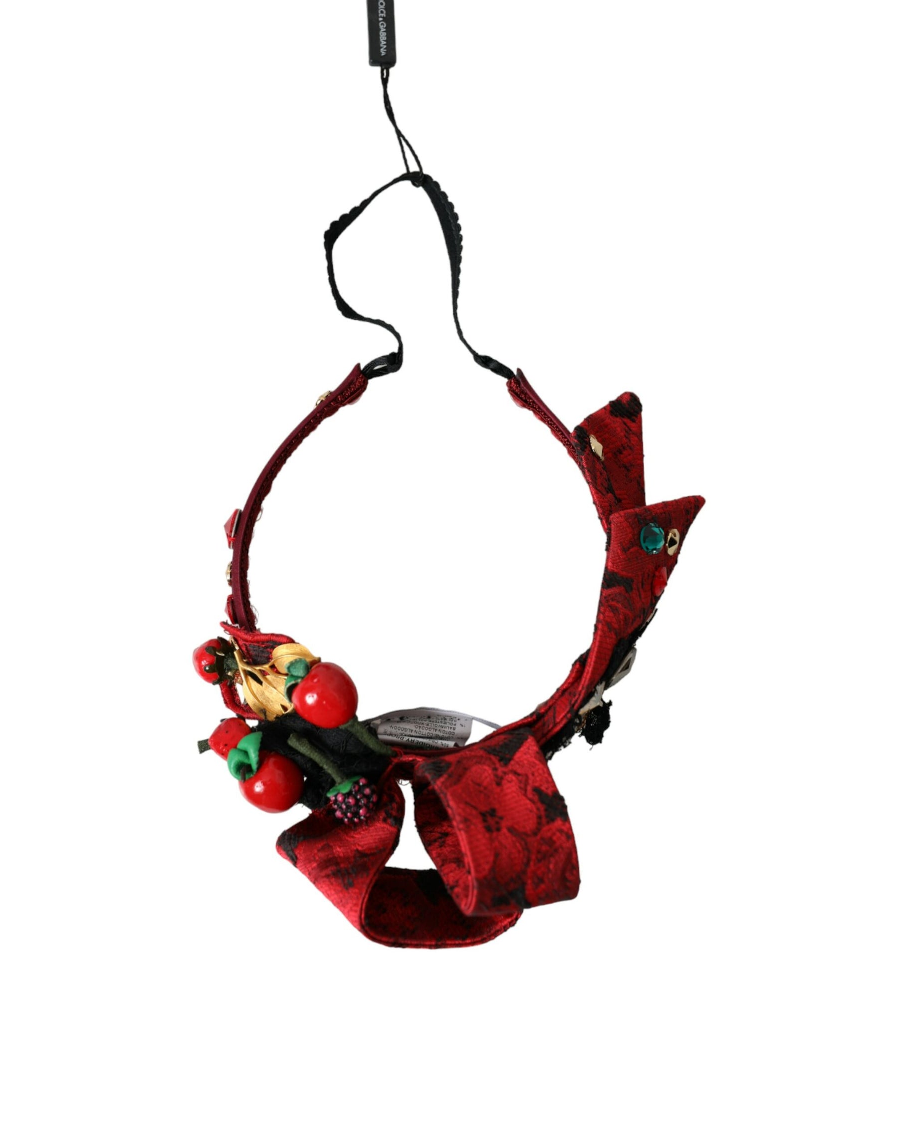 Dolce & Gabbana Red Cherry Sicily Embellished Women Hairband Diadem | Regal Royce