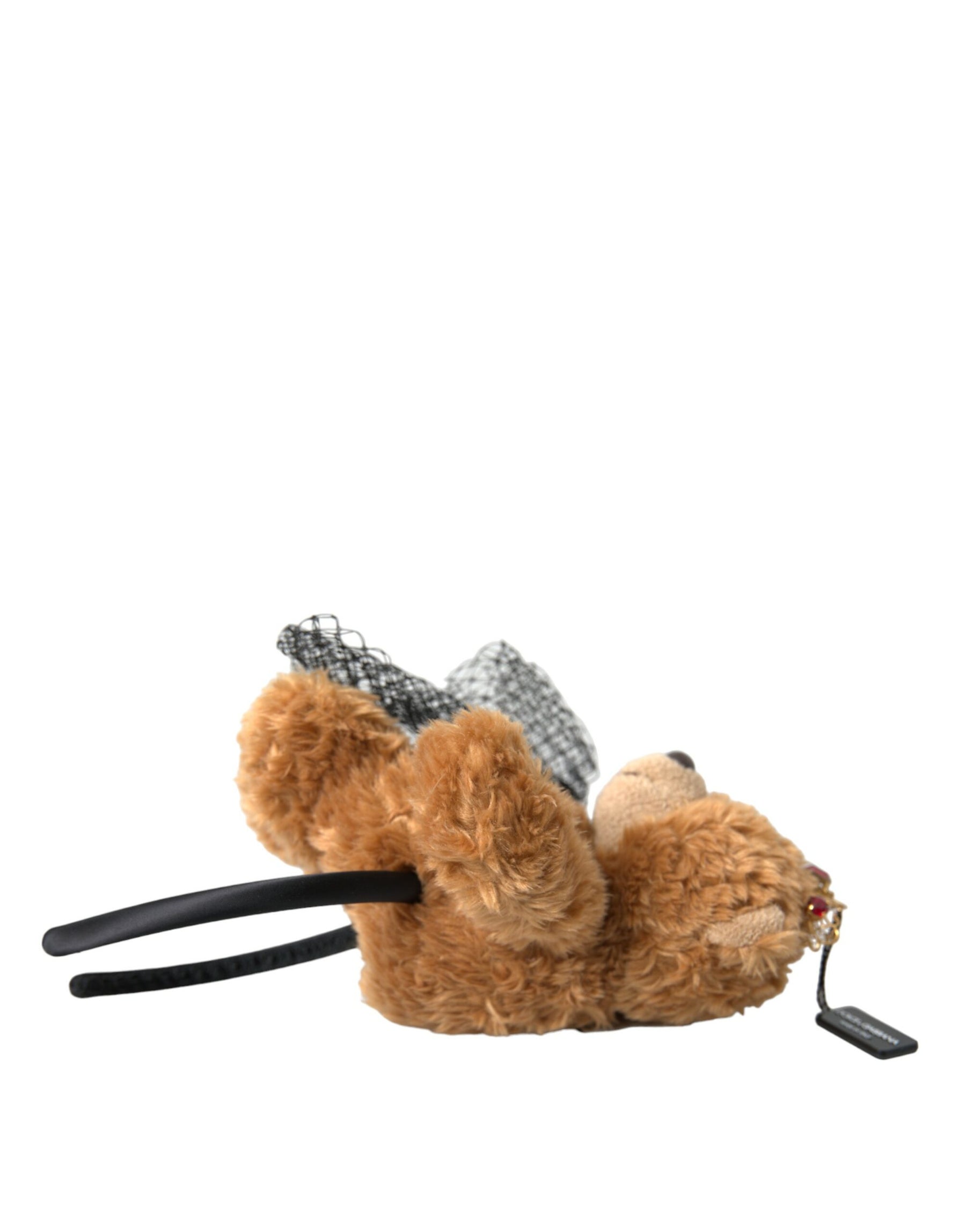 Dolce & Gabbana Brown Teddy Bear Gold Crystal Crown Hair Band Diadem | Regal Royce