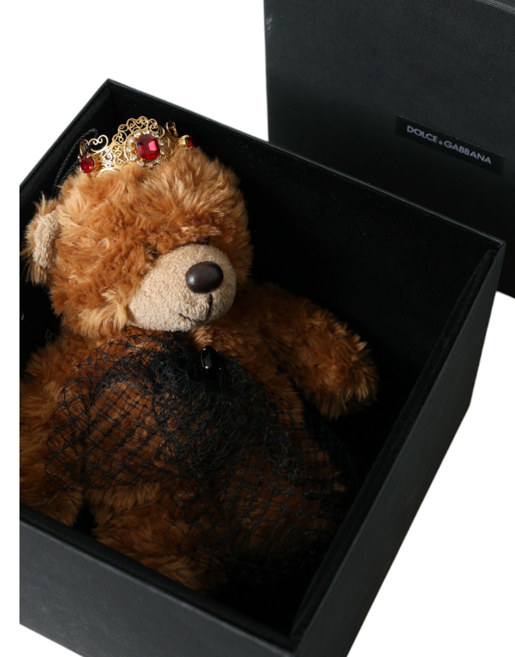 Dolce & Gabbana Brown Teddy Bear Gold Crystal Crown Hair Band Diadem | Regal Royce