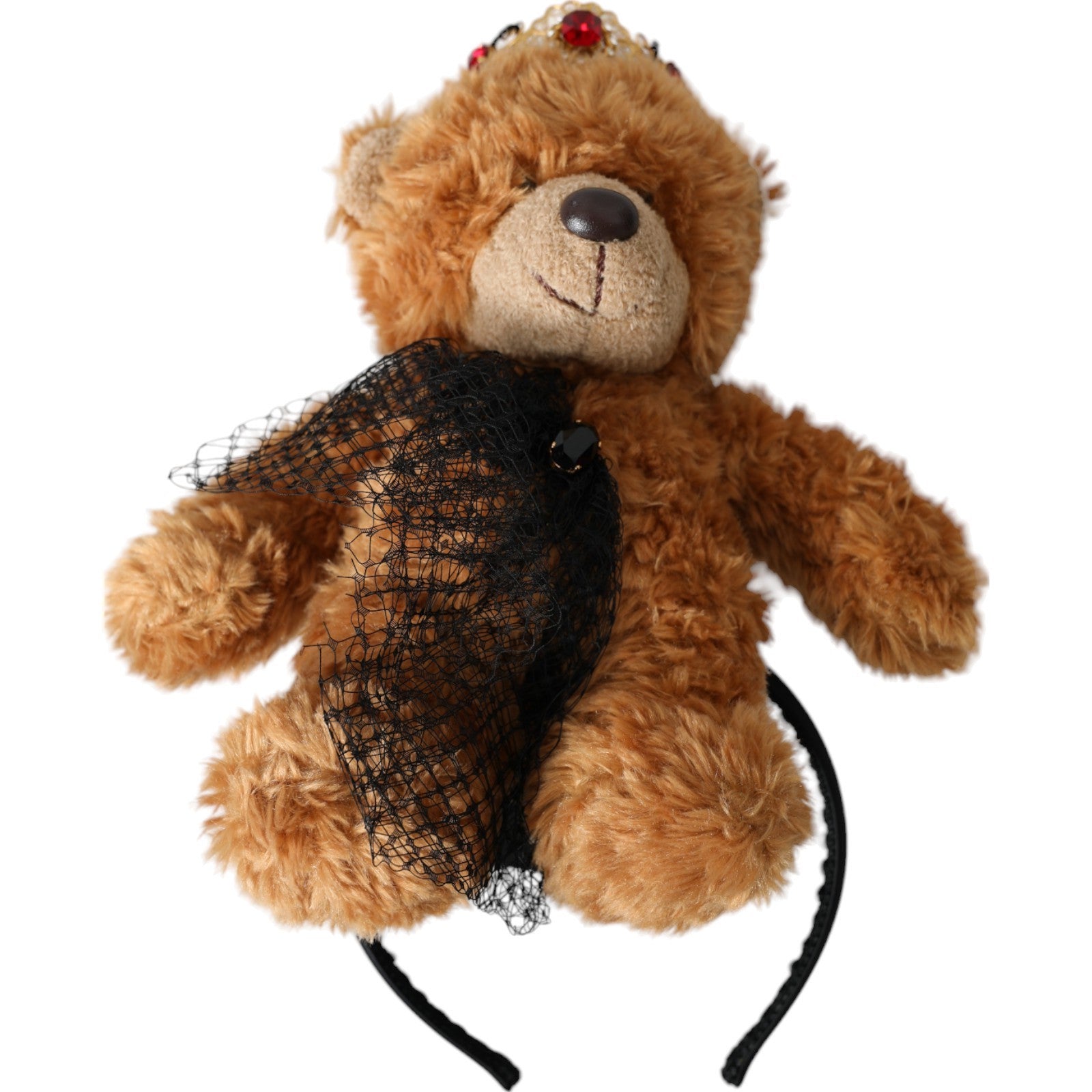 Dolce & Gabbana Brown Teddy Bear Gold Crystal Crown Hair Band Diadem | Regal Royce