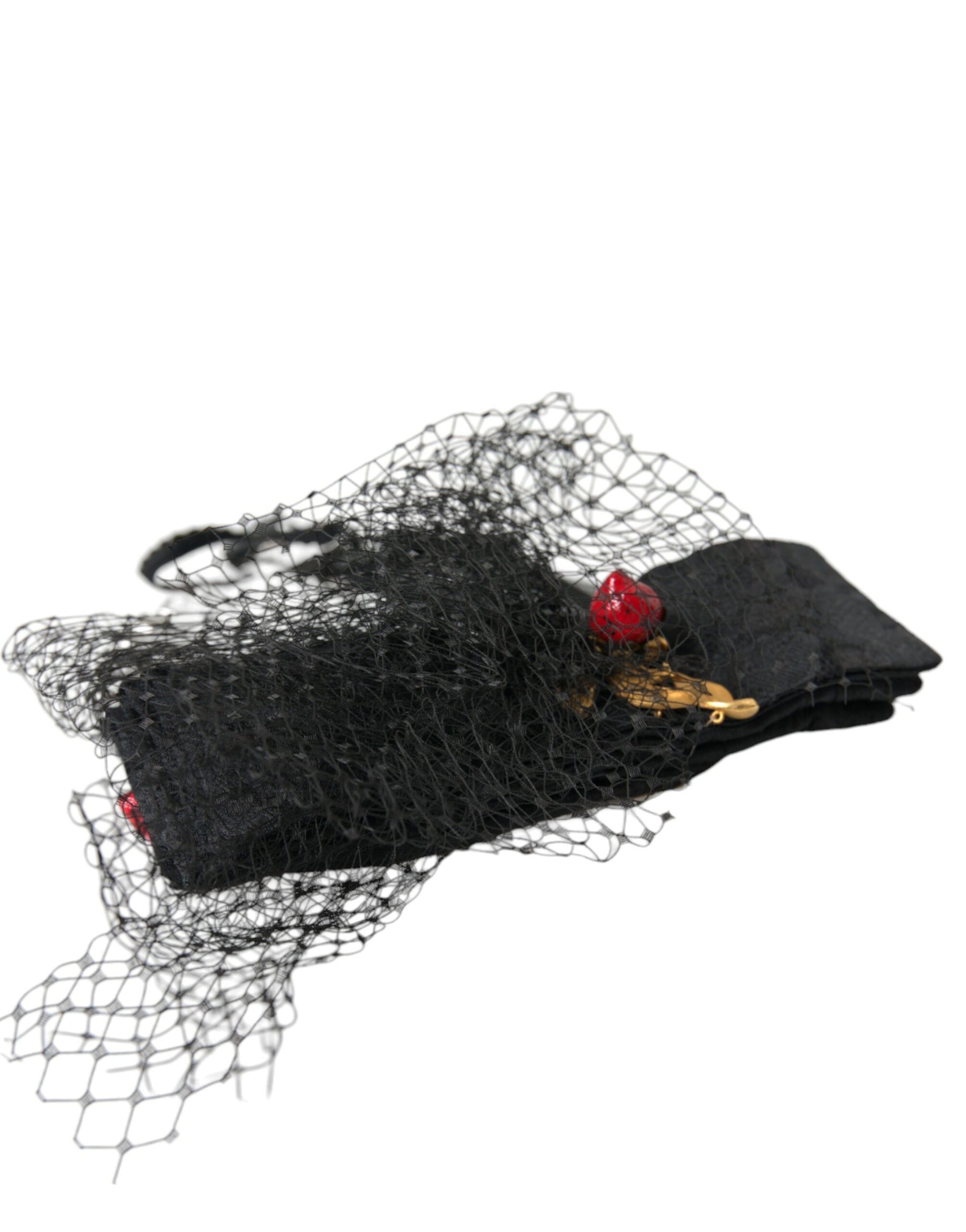 Dolce & Gabbana Black Strawberry Sicily Crystal Mesh Net Headband Diadem | Regal Royce