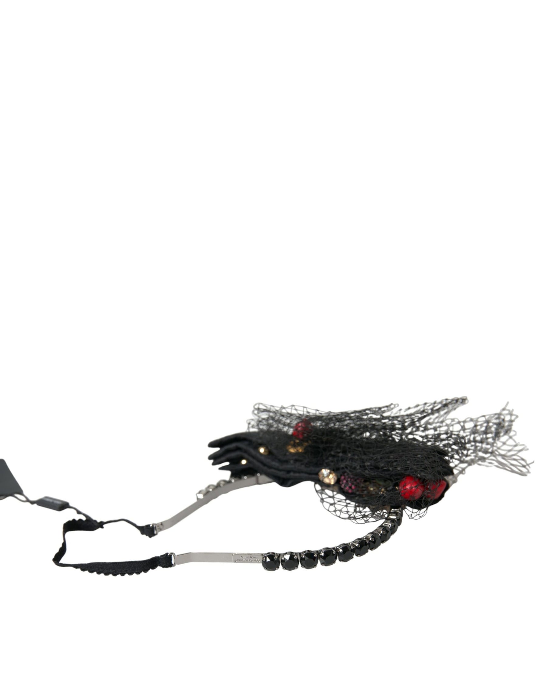 Dolce & Gabbana Black Strawberry Sicily Crystal Mesh Net Headband Diadem | Regal Royce