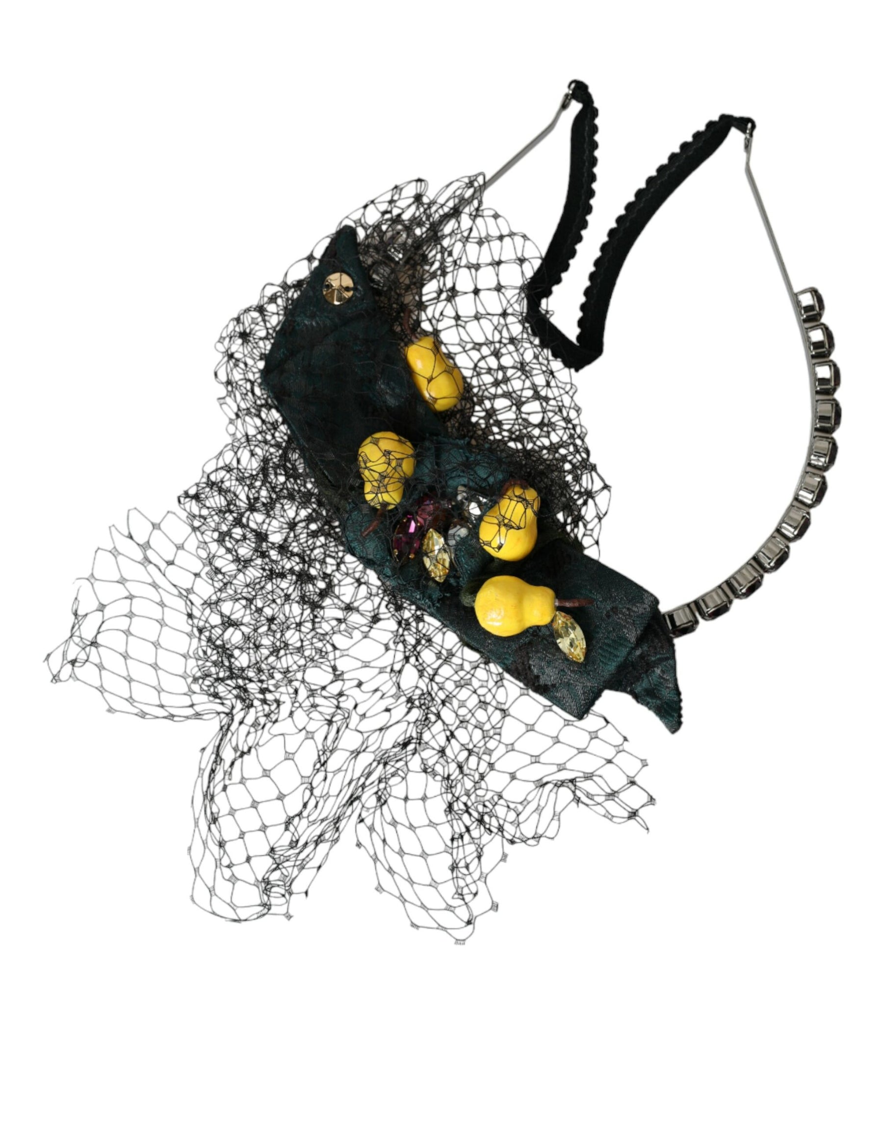 Dolce & Gabbana Black Lemons Sicily Purple Crystal Net Headband Diadem | Regal Royce