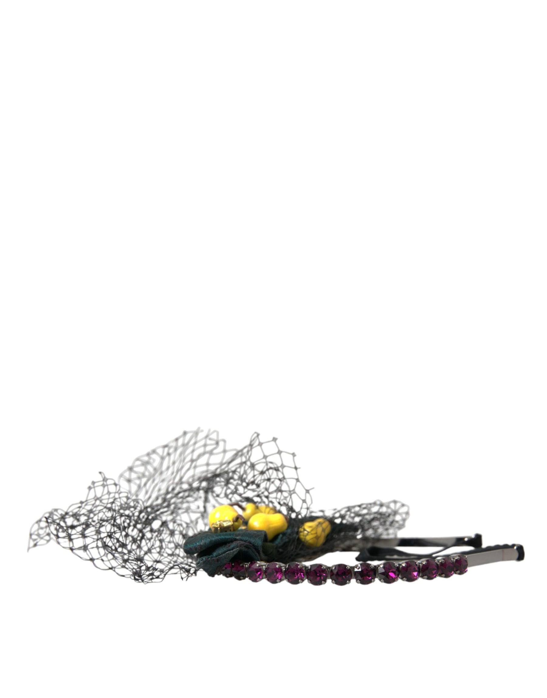 Dolce & Gabbana Black Lemons Sicily Purple Crystal Net Headband Diadem | Regal Royce