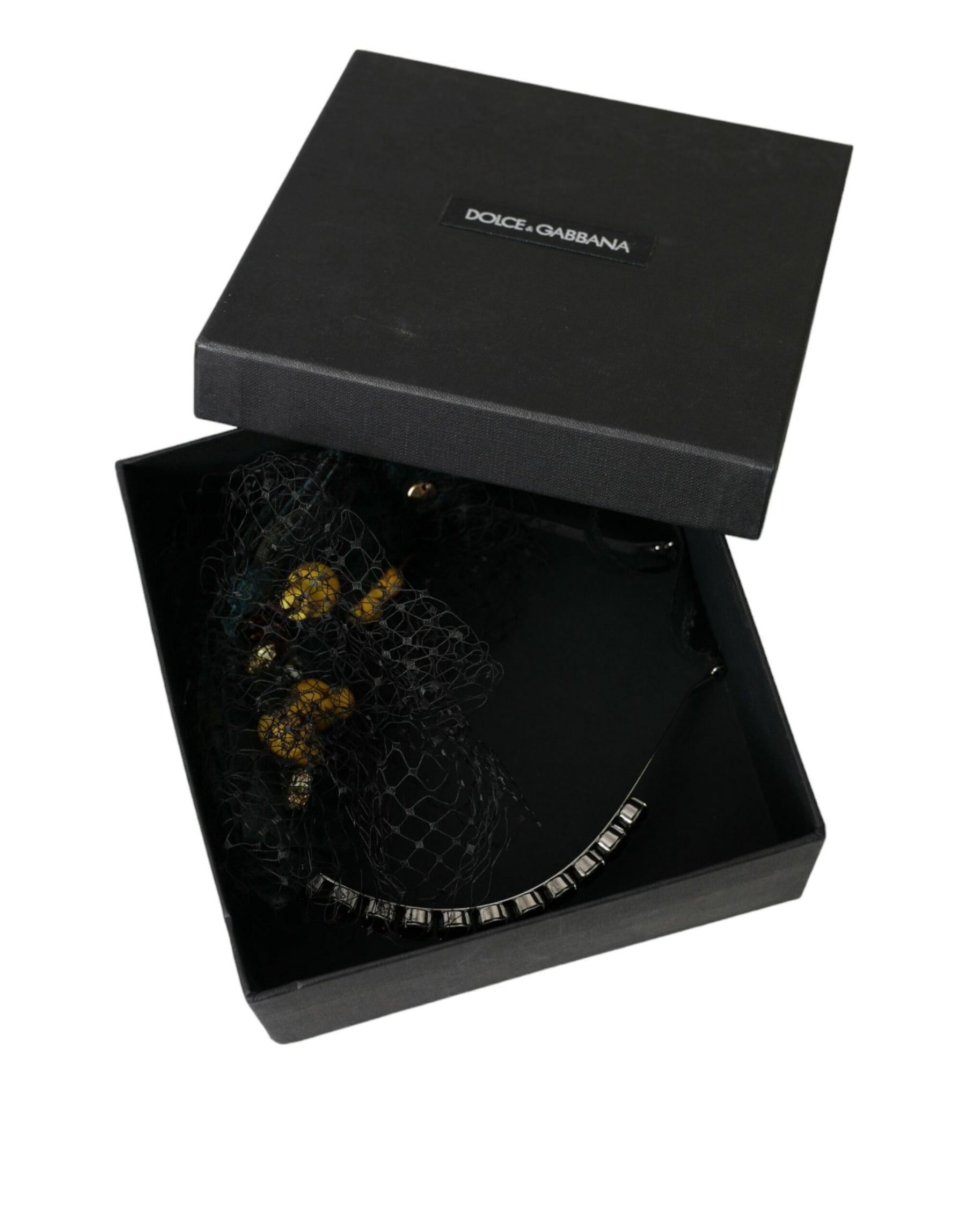 Dolce & Gabbana Black Lemons Sicily Purple Crystal Net Headband Diadem | Regal Royce