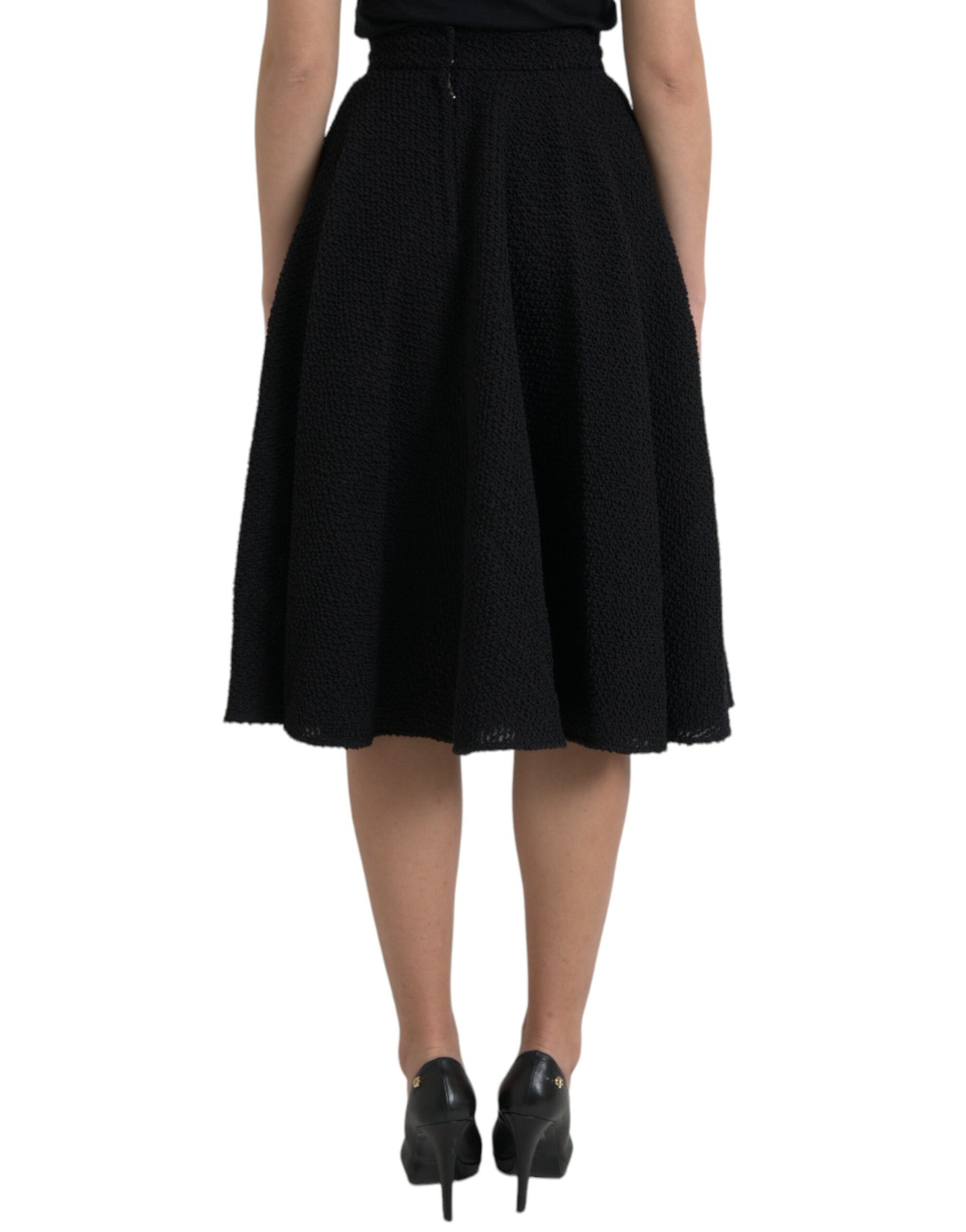 Dolce & Gabbana Black High Waist A-line Knee Length Skirt | Regal Royce