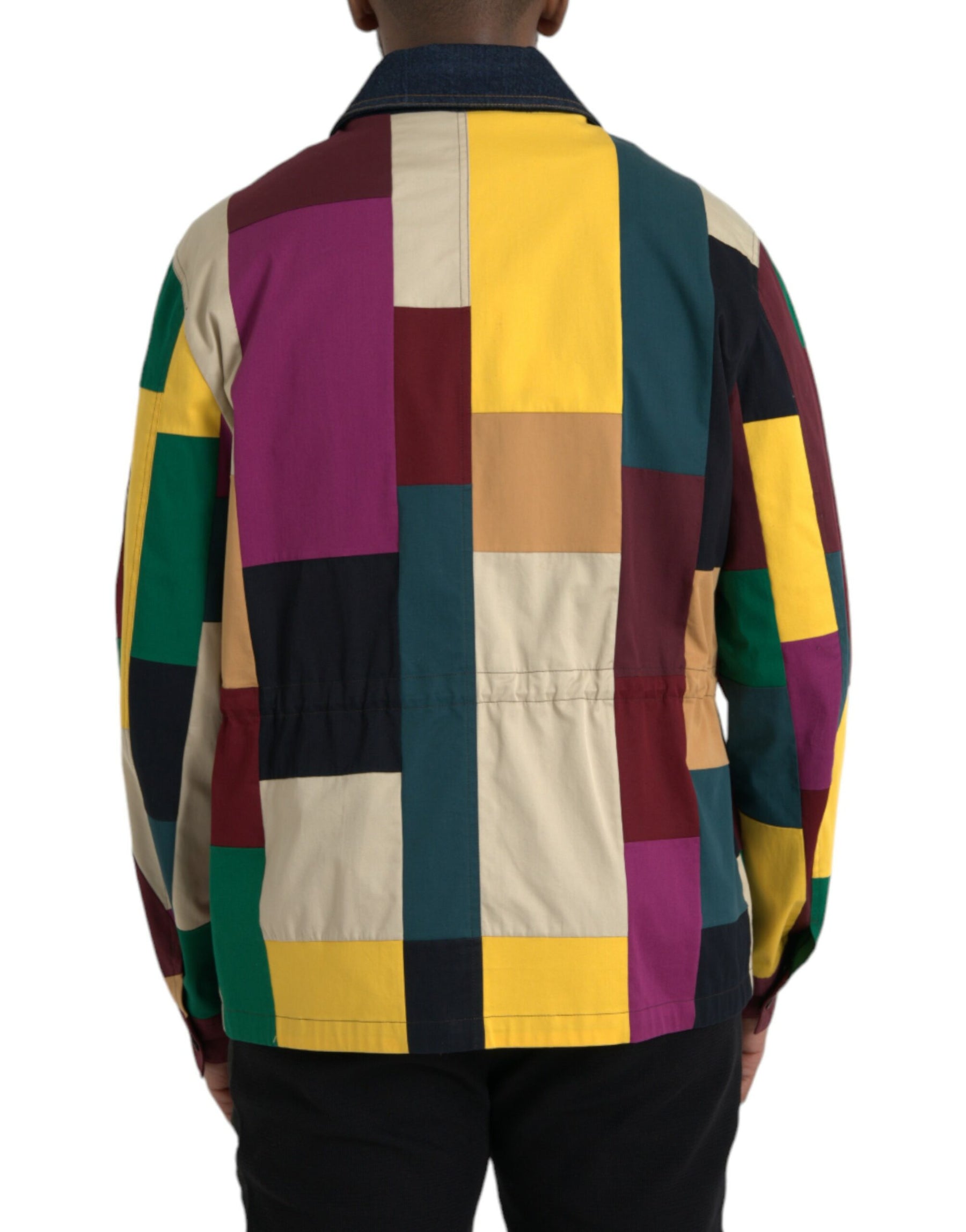 Dolce & Gabbana Multicolor Patchwork Cotton Collared Jacket | Regal Royce