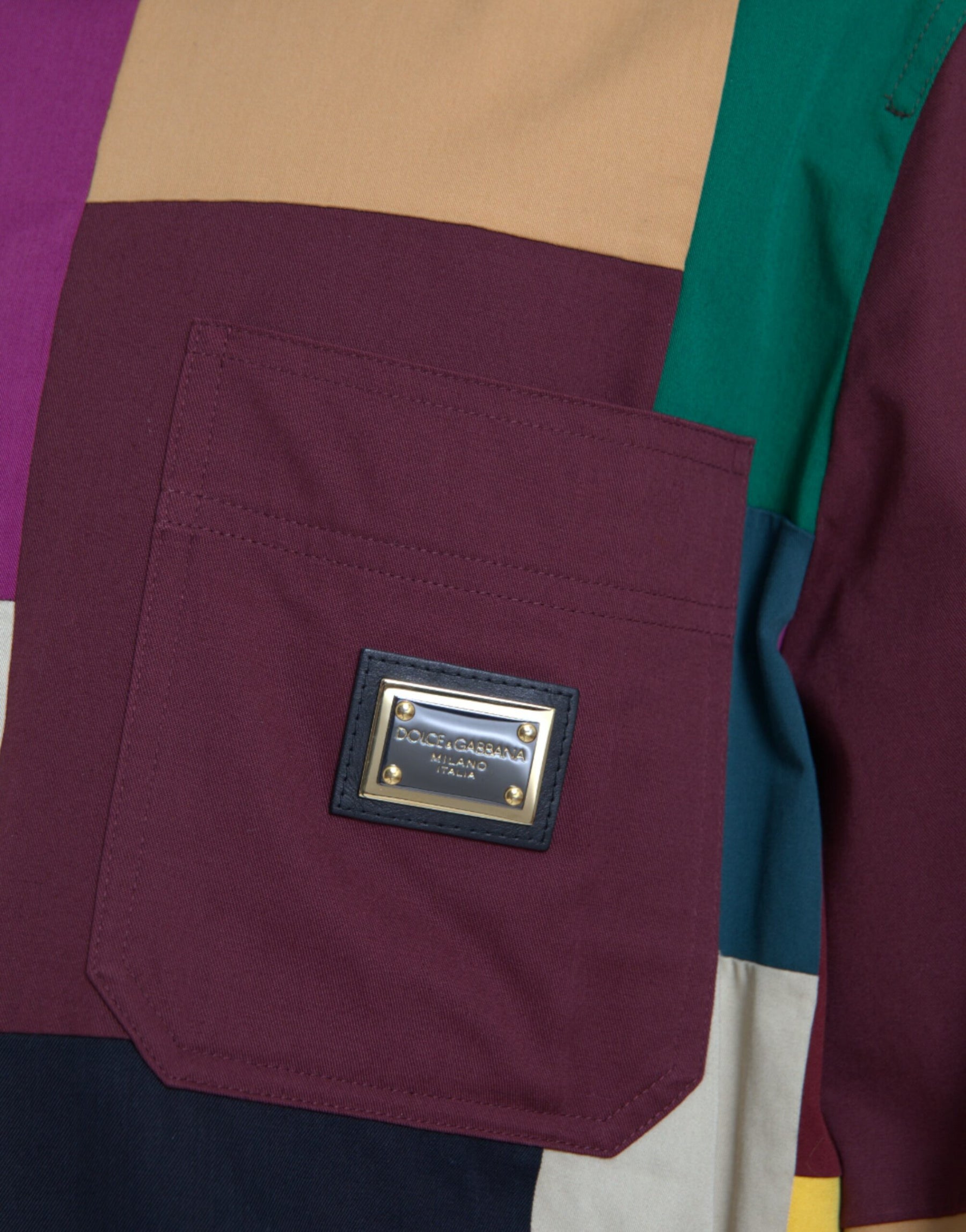 Dolce & Gabbana Multicolor Patchwork Cotton Collared Jacket | Regal Royce