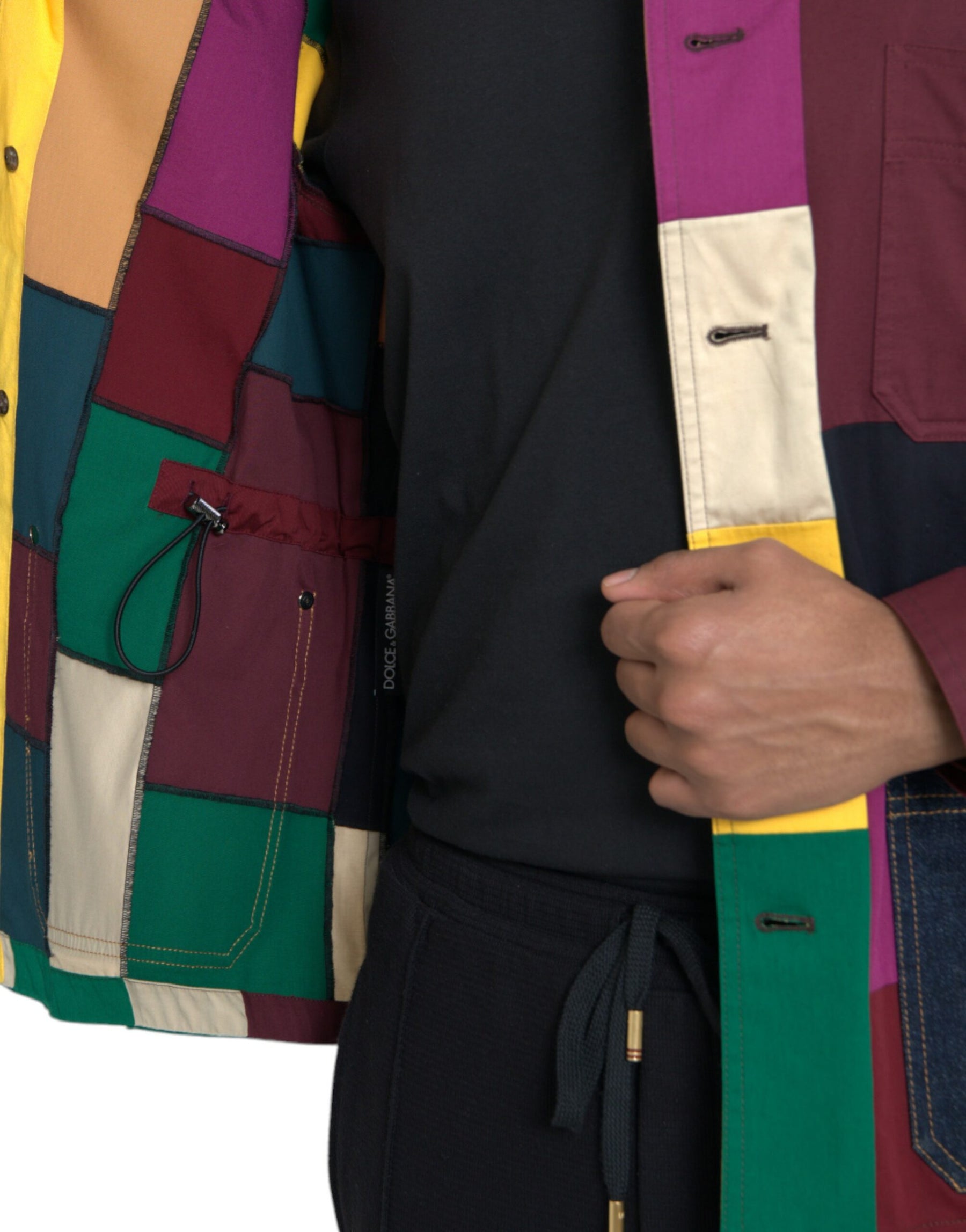 Dolce & Gabbana Multicolor Patchwork Cotton Collared Jacket | Regal Royce