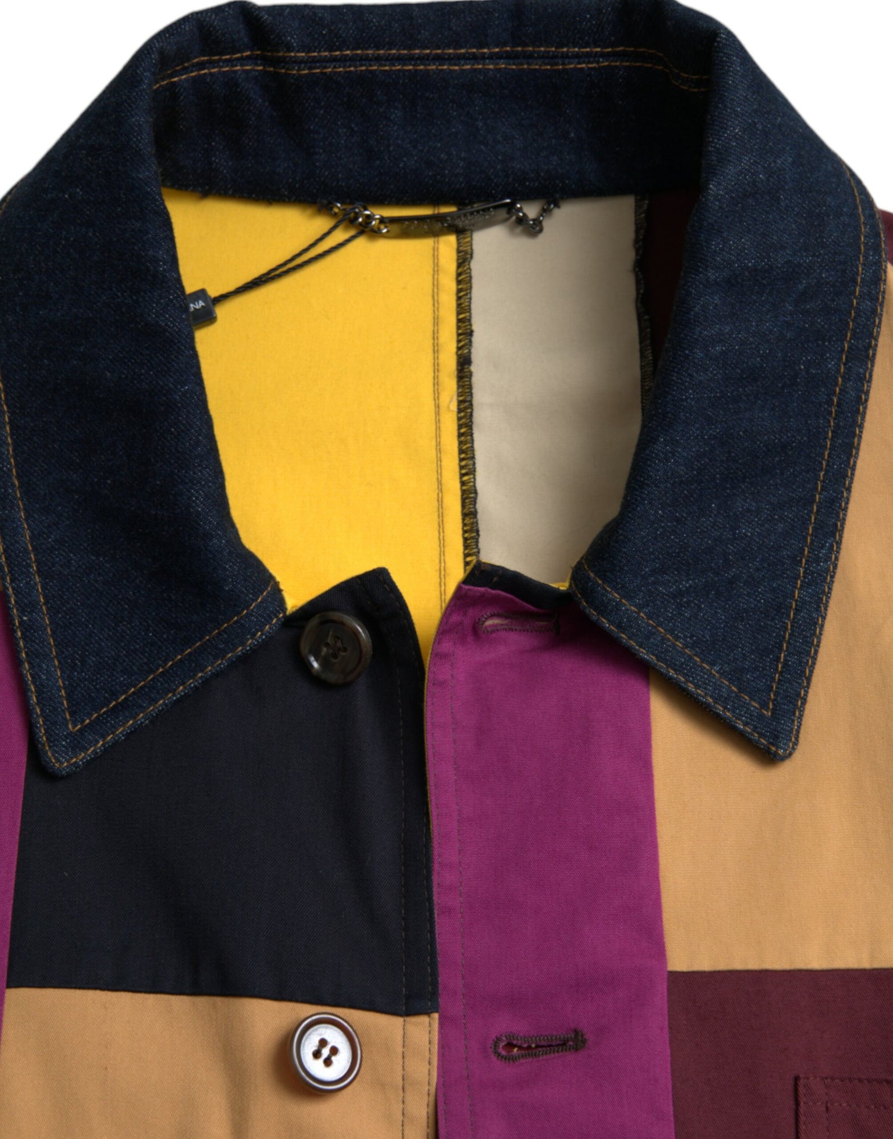 Dolce & Gabbana Multicolor Patchwork Cotton Collared Jacket | Regal Royce