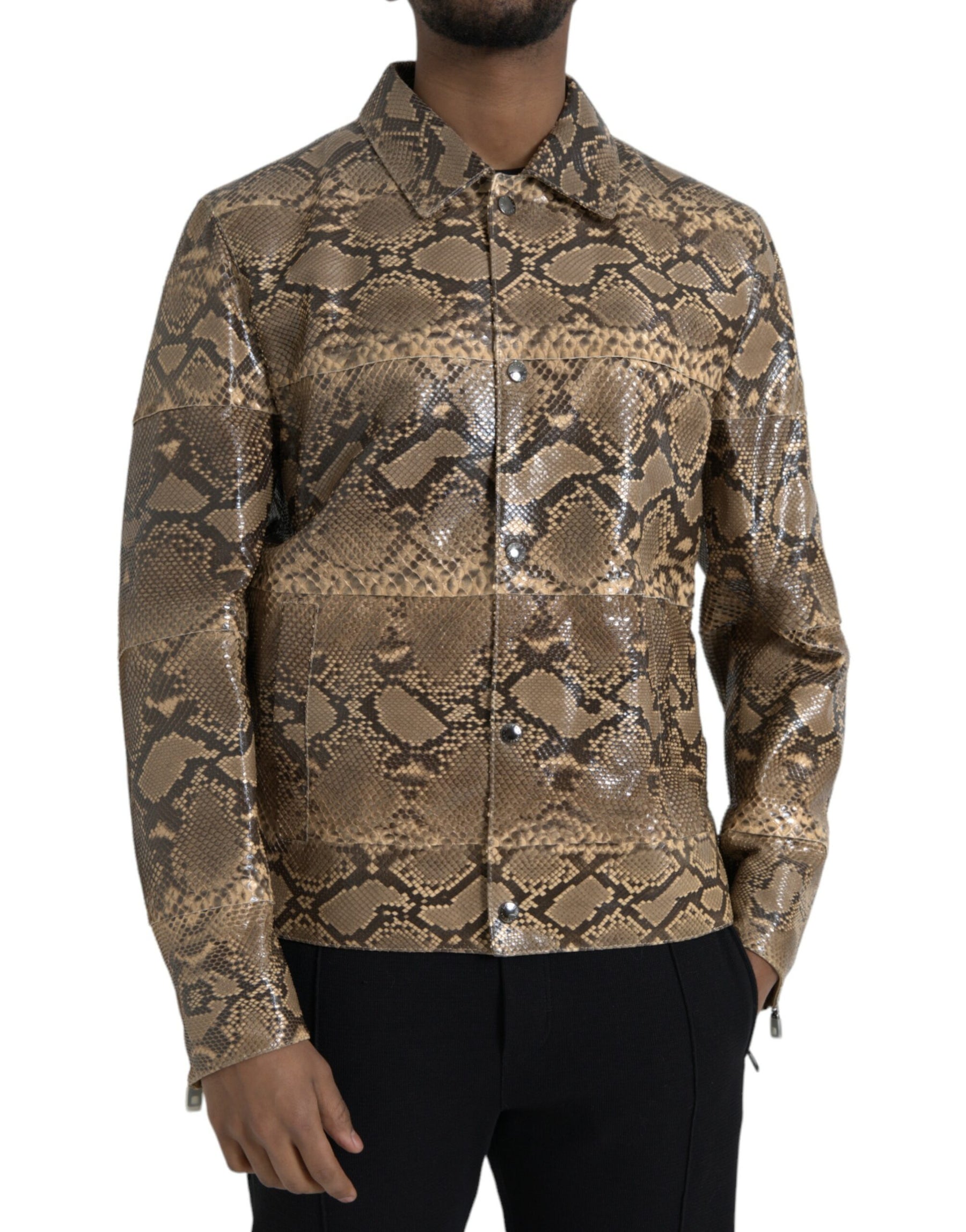 Dolce & Gabbana Beige Exotic Leather Biker Blouson Jacket | Regal Royce