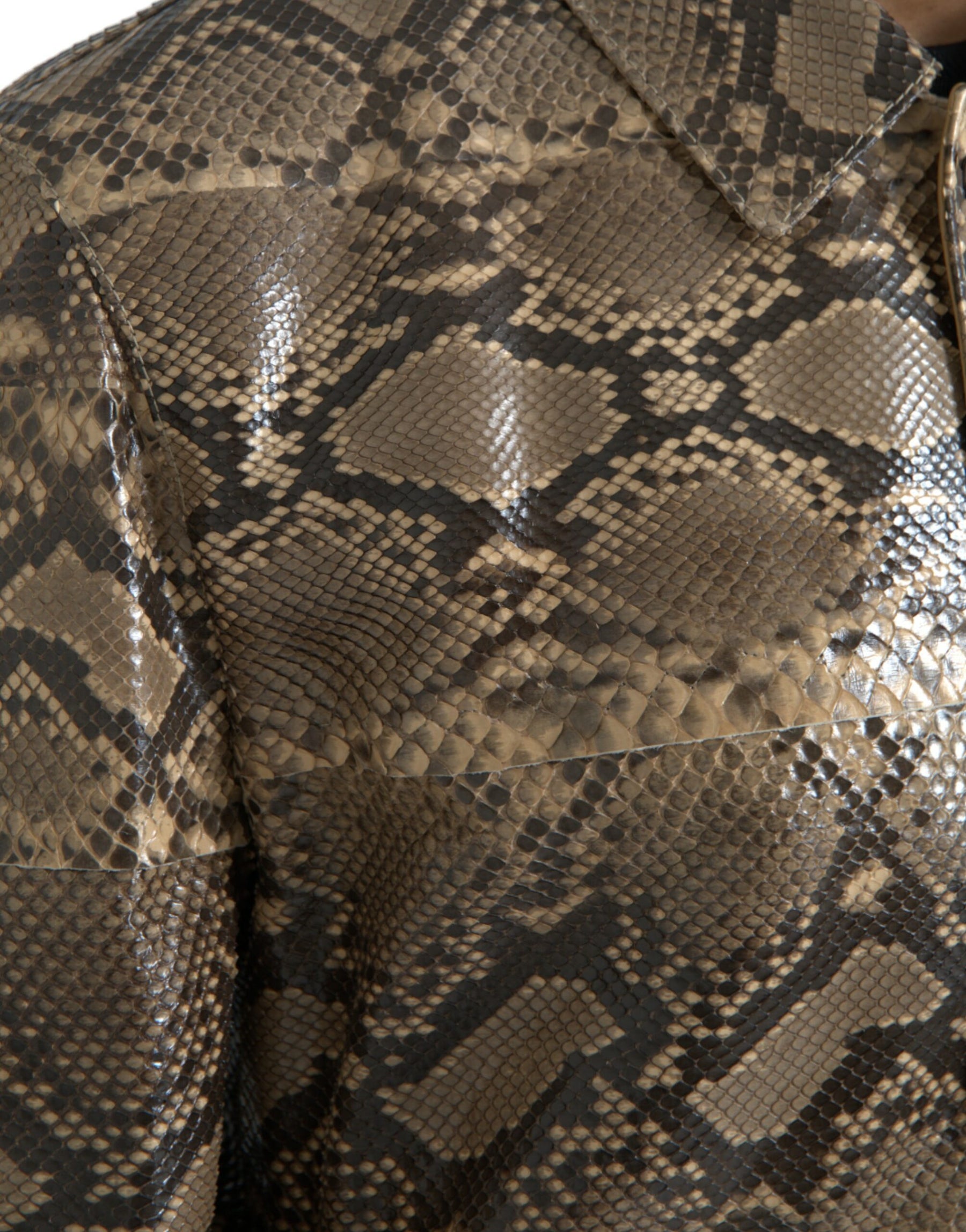 Dolce & Gabbana Beige Exotic Leather Biker Blouson Jacket | Regal Royce