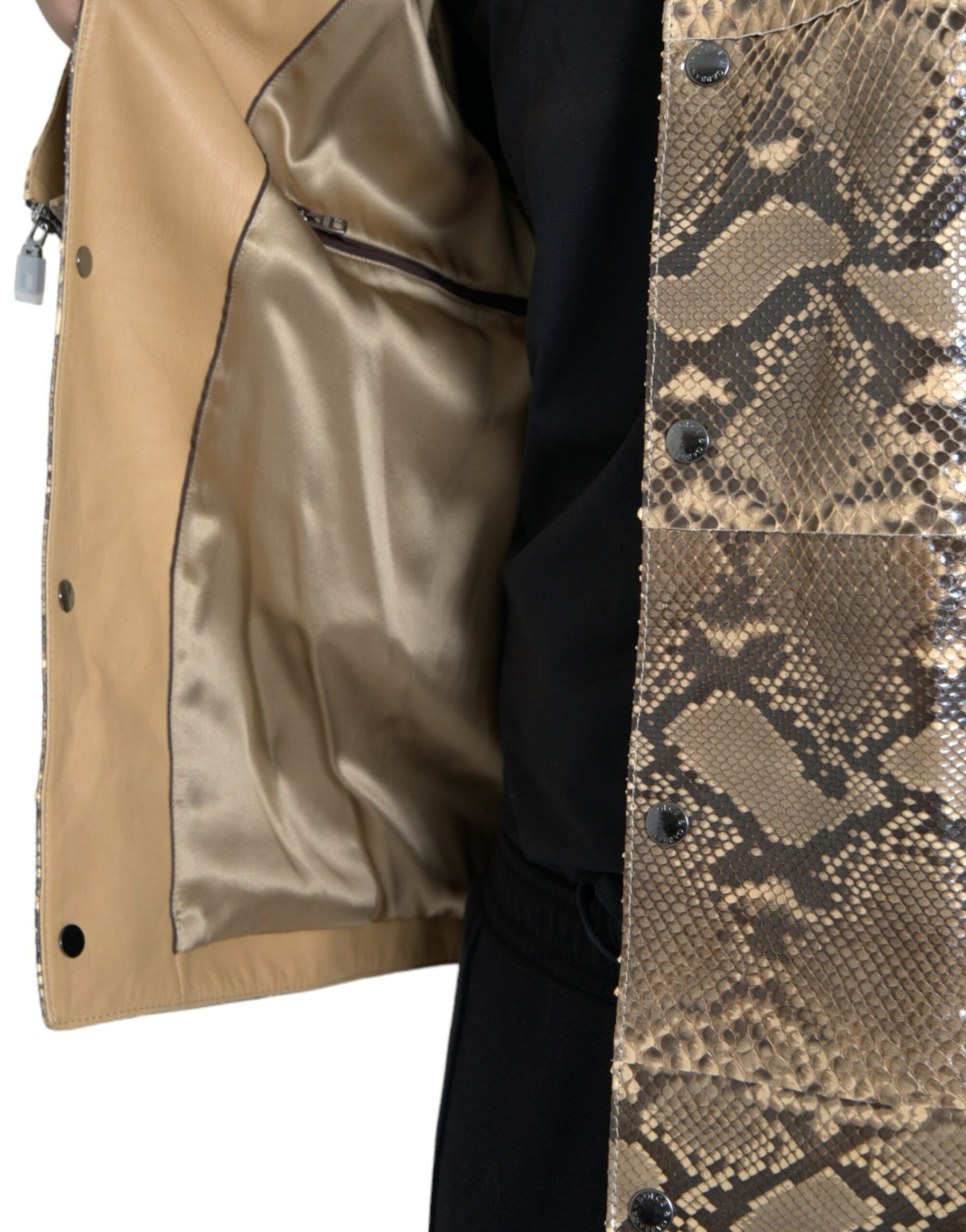 Dolce & Gabbana Beige Exotic Leather Biker Blouson Jacket | Regal Royce