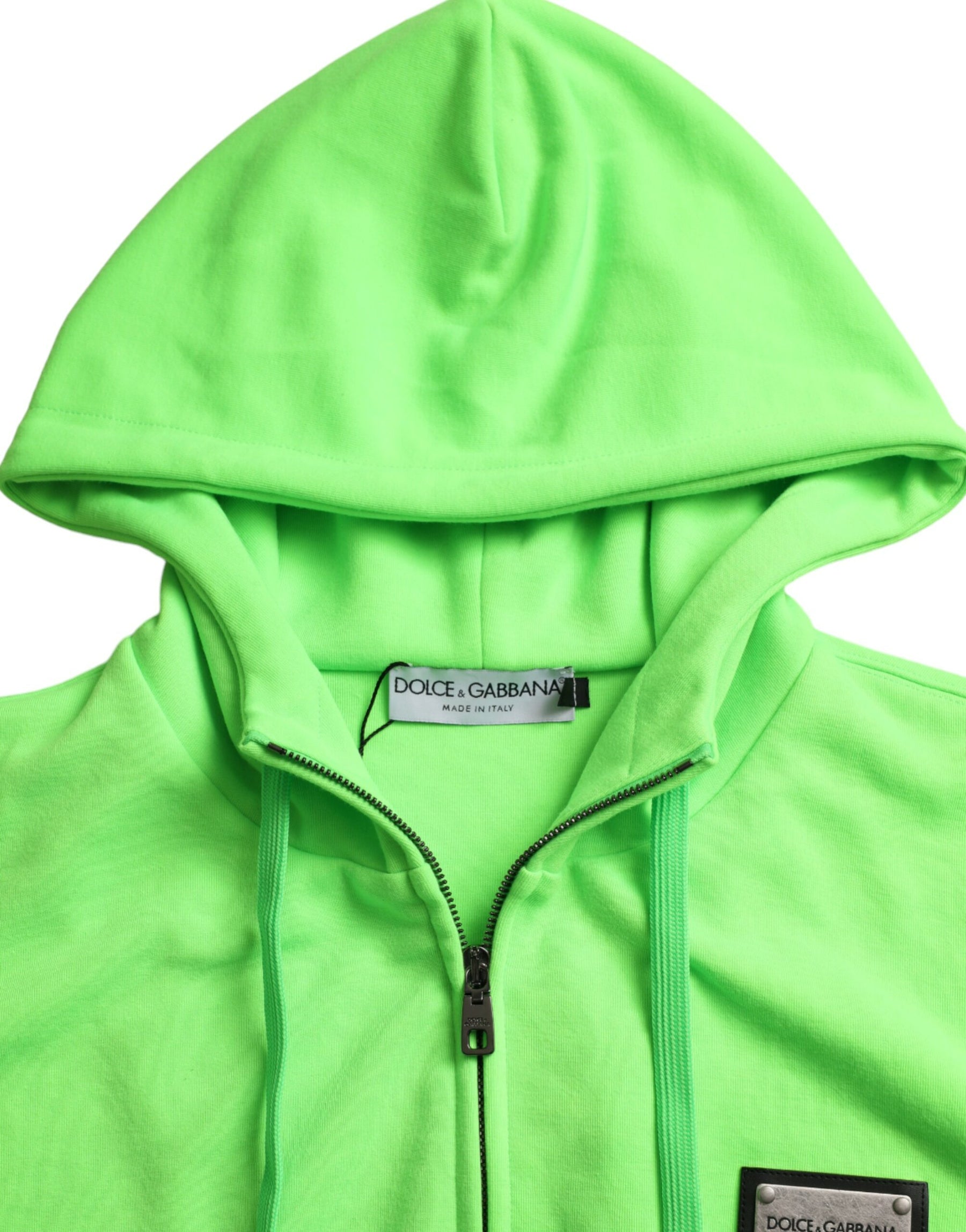 Dolce & Gabbana Neon Green Hooded Full Zip Top Sweater | Regal Royce
