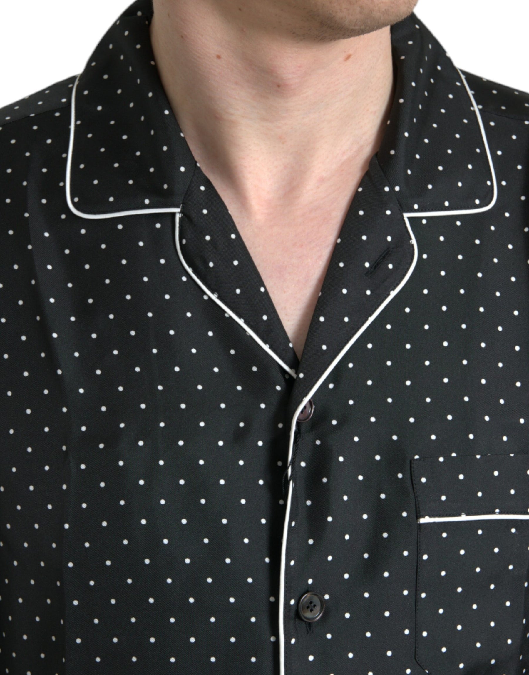 Dolce & Gabbana Black Polka Dot Silk Long Sleeve Shirt | Regal Royce