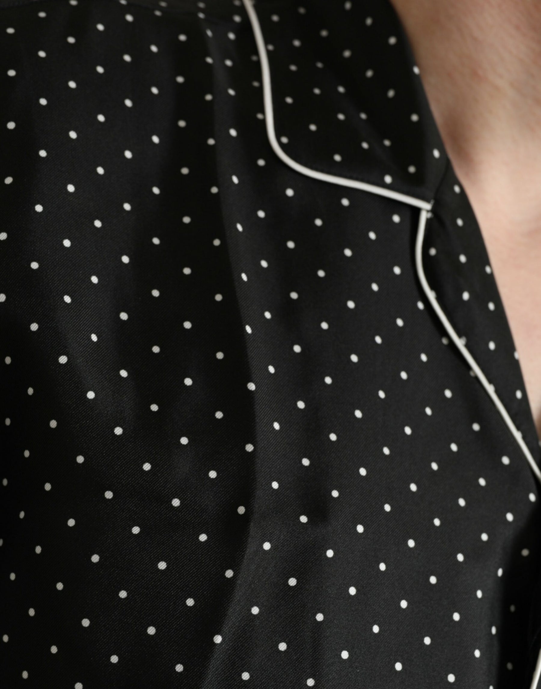 Dolce & Gabbana Black Polka Dot Silk Long Sleeve Shirt | Regal Royce